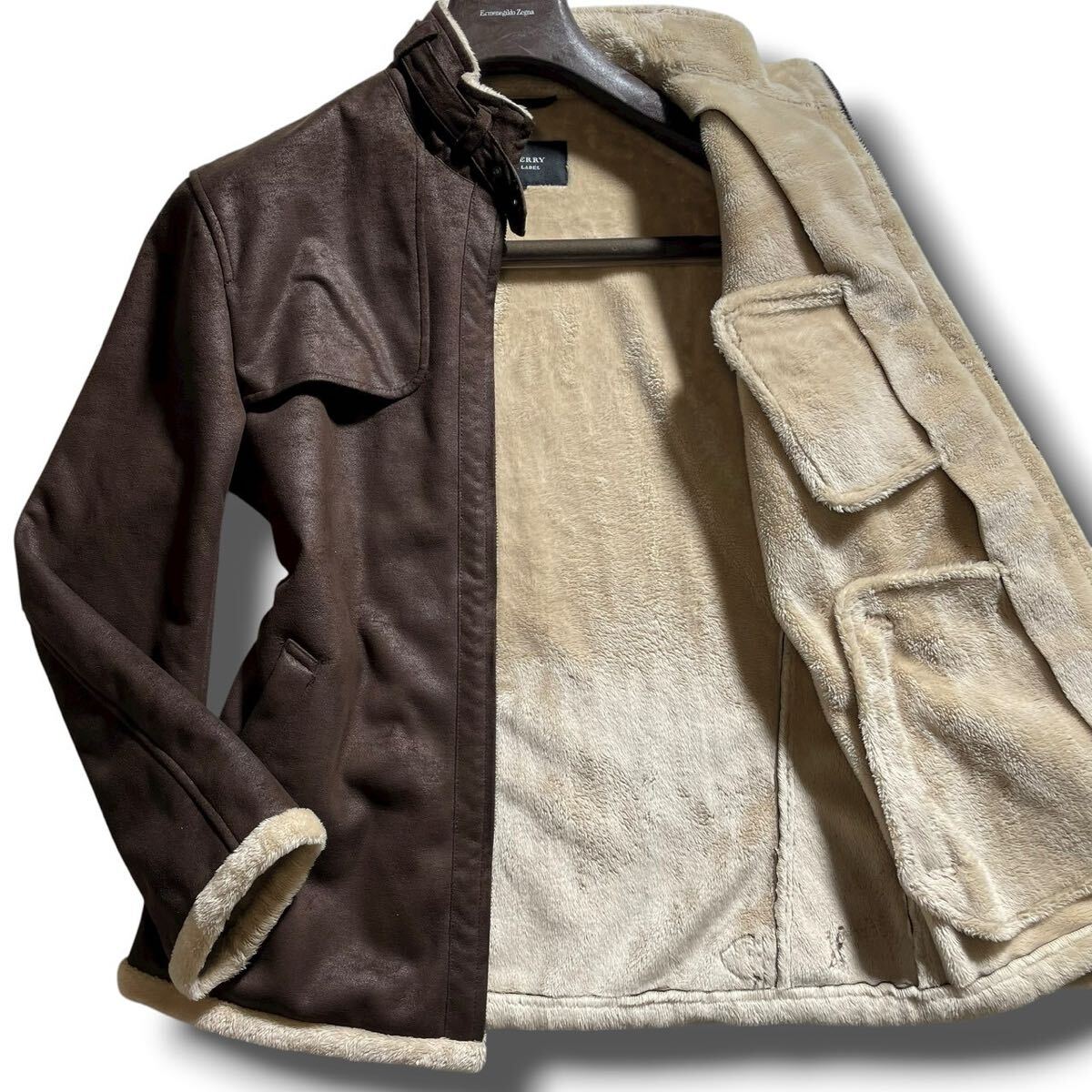 【未使用級 希少XL位】◆バーバリーブラックレーベル Fムートン ボア 極暖 ブラウン 防寒性◎ レザージャケットBURBERRY BLACK LABE コート_画像1