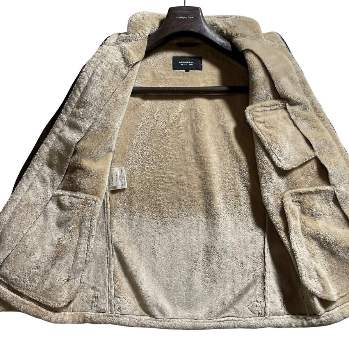 【未使用級 希少XL位】◆バーバリーブラックレーベル Fムートン ボア 極暖 ブラウン 防寒性◎ レザージャケットBURBERRY BLACK LABE コート_画像2