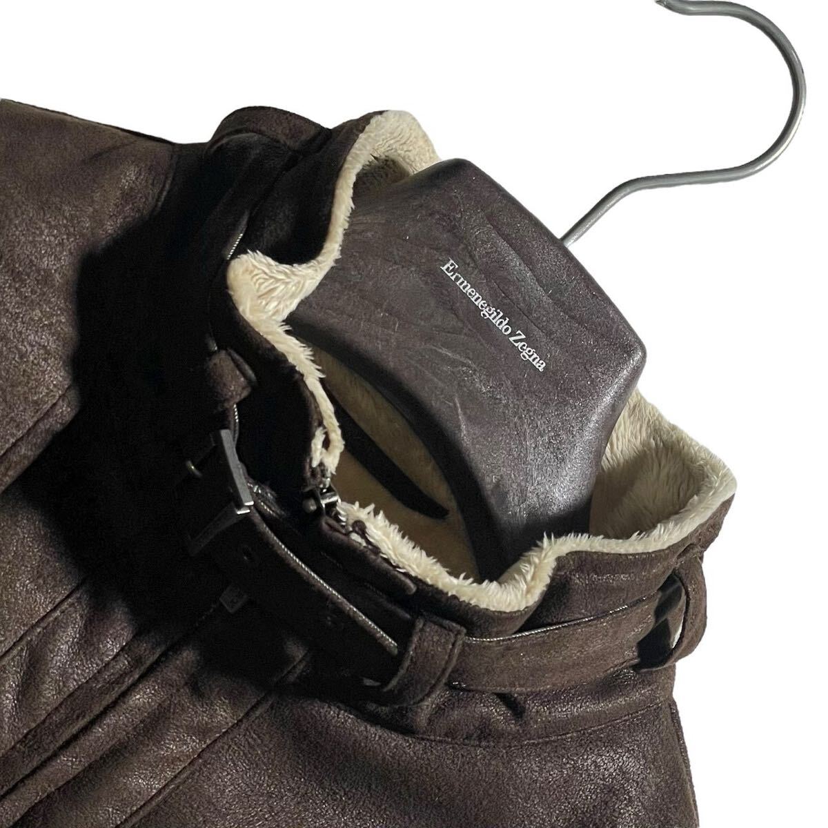 【未使用級 希少XL位】◆バーバリーブラックレーベル Fムートン ボア 極暖 ブラウン 防寒性◎ レザージャケットBURBERRY BLACK LABE コート_画像5