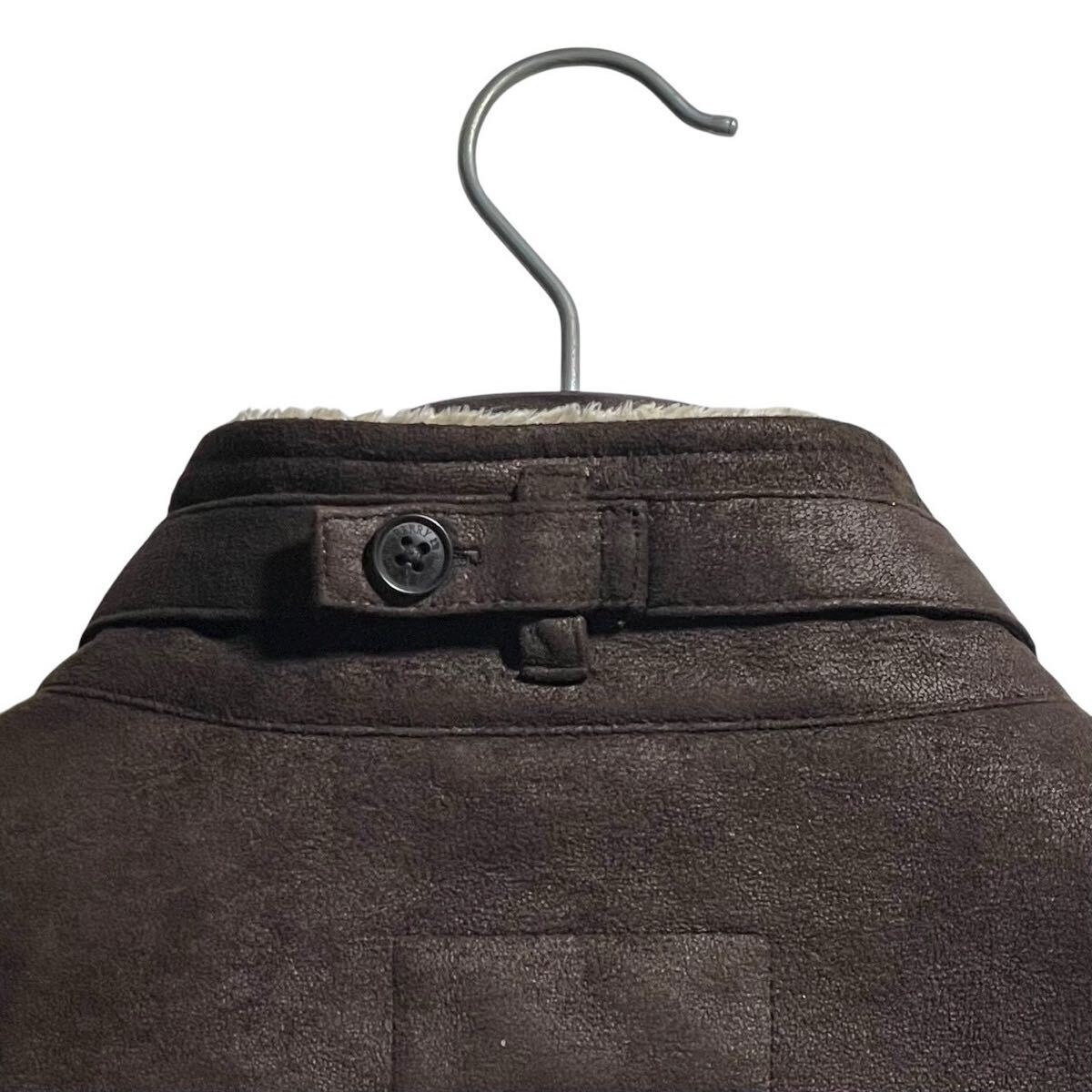 【未使用級 希少XL位】◆バーバリーブラックレーベル Fムートン ボア 極暖 ブラウン 防寒性◎ レザージャケットBURBERRY BLACK LABE コート_画像6