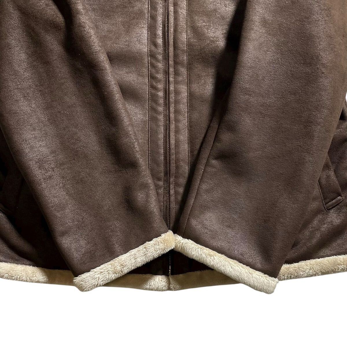 【未使用級 希少XL位】◆バーバリーブラックレーベル Fムートン ボア 極暖 ブラウン 防寒性◎ レザージャケットBURBERRY BLACK LABE コート_画像7