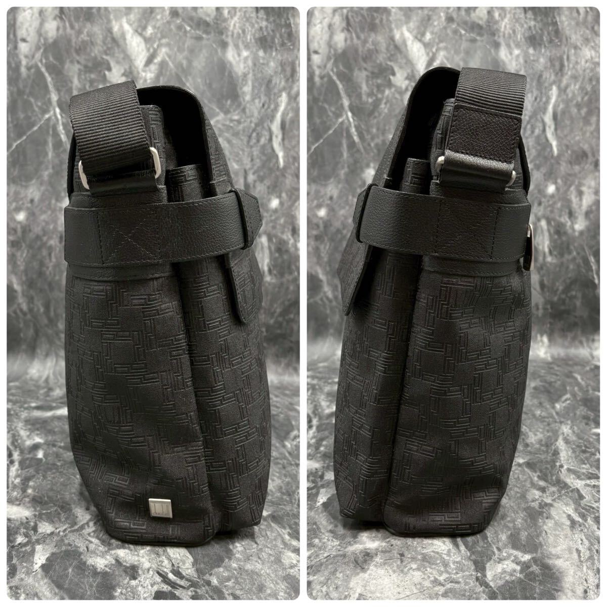 極美品 ダンヒル dunhill メンズ ビジネス ショルダーバッグ メッセンジャーバッグ ディーエイト D8 PVC レザー本革 A4鞄 斜め掛け _画像4