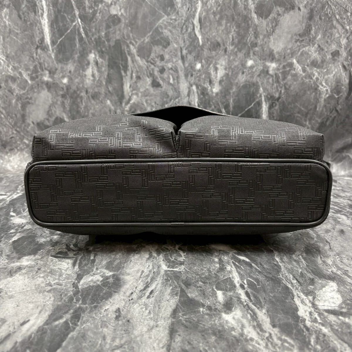 極美品 ダンヒル dunhill メンズ ビジネス ショルダーバッグ メッセンジャーバッグ ディーエイト D8 PVC レザー本革 A4鞄 斜め掛け _画像5