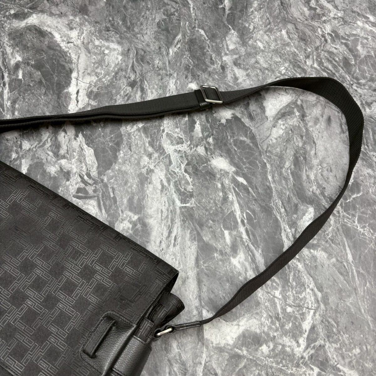 極美品 ダンヒル dunhill メンズ ビジネス ショルダーバッグ メッセンジャーバッグ ディーエイト D8 PVC レザー本革 A4鞄 斜め掛け _画像8