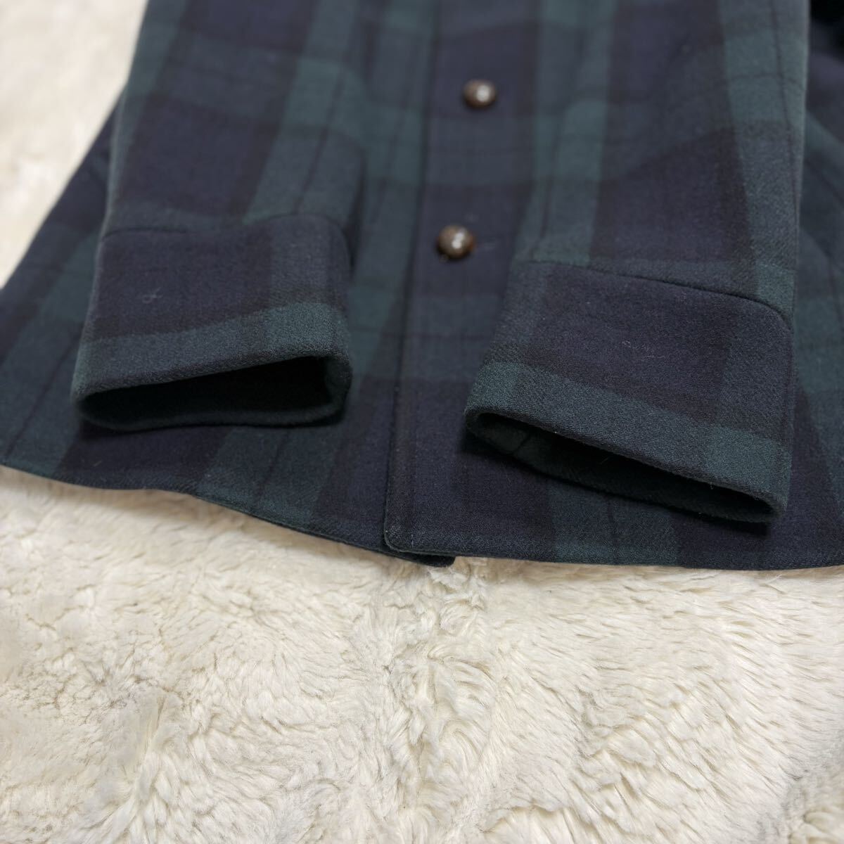 【未使用級/希少グリーン/L相当】 EDIFICE エディフィス マリンコート 肉厚 レザー ベルト ピーコート くるみボタン アウター ブルゾン 48_画像5