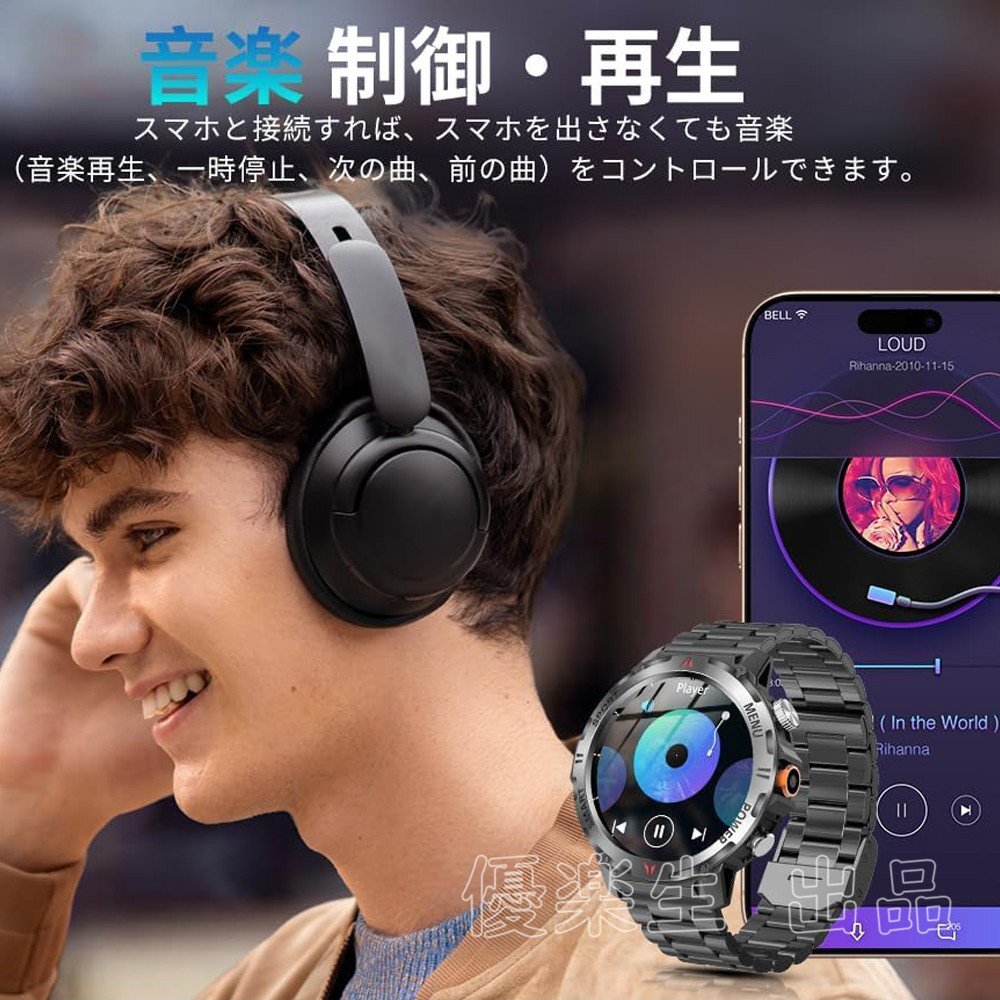 アウトドア専用 スマートウォッチ 懐中電灯 SOS照明モード 健康管理 100+運動モード ウォッチ音声アシスタント 1.46インチ大画面シ yhw053_画像5