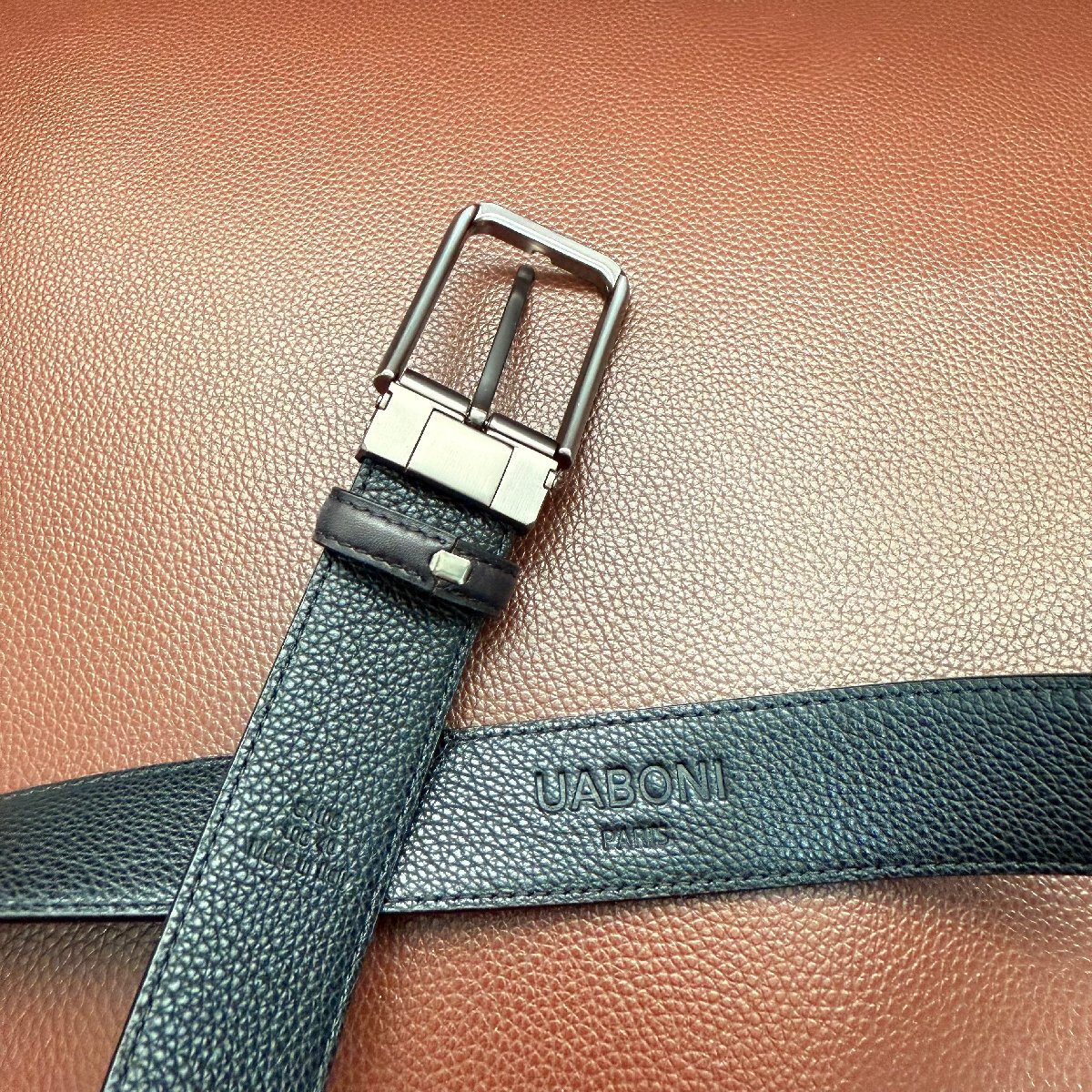 貴重品 EU製 定価9万◆UABONI*ユアボニ*幻のパティーヌ*ベルト◆本革 カーフスキン 手染 ゴールデン 調節可能 ビジネス 紳士 ベルルッティ_画像9