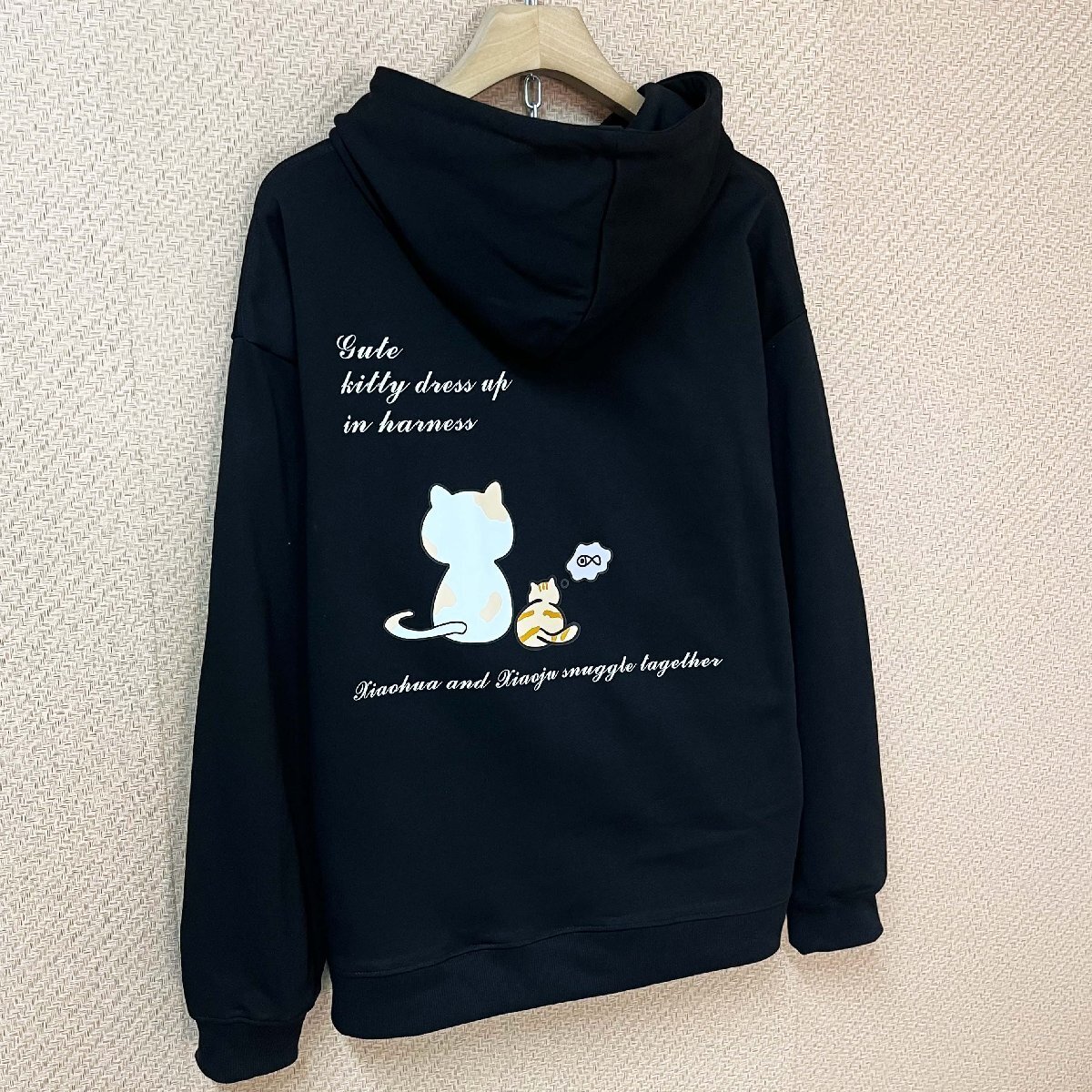 絶賛ヨーロッパ製※定価4万◆ブルガリア発※RISELIN パーカー 綿100% 猫柄 遊び心 可愛い 個性 カットソー トップス 男女兼用 秋冬 XL/50_画像8