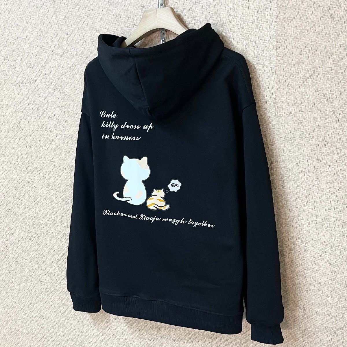 絶賛ヨーロッパ製※定価4万◆ブルガリア発※RISELIN パーカー 綿100% 猫柄 遊び心 可愛い 個性 カットソー トップス 男女兼用 秋冬 XL/50_画像9