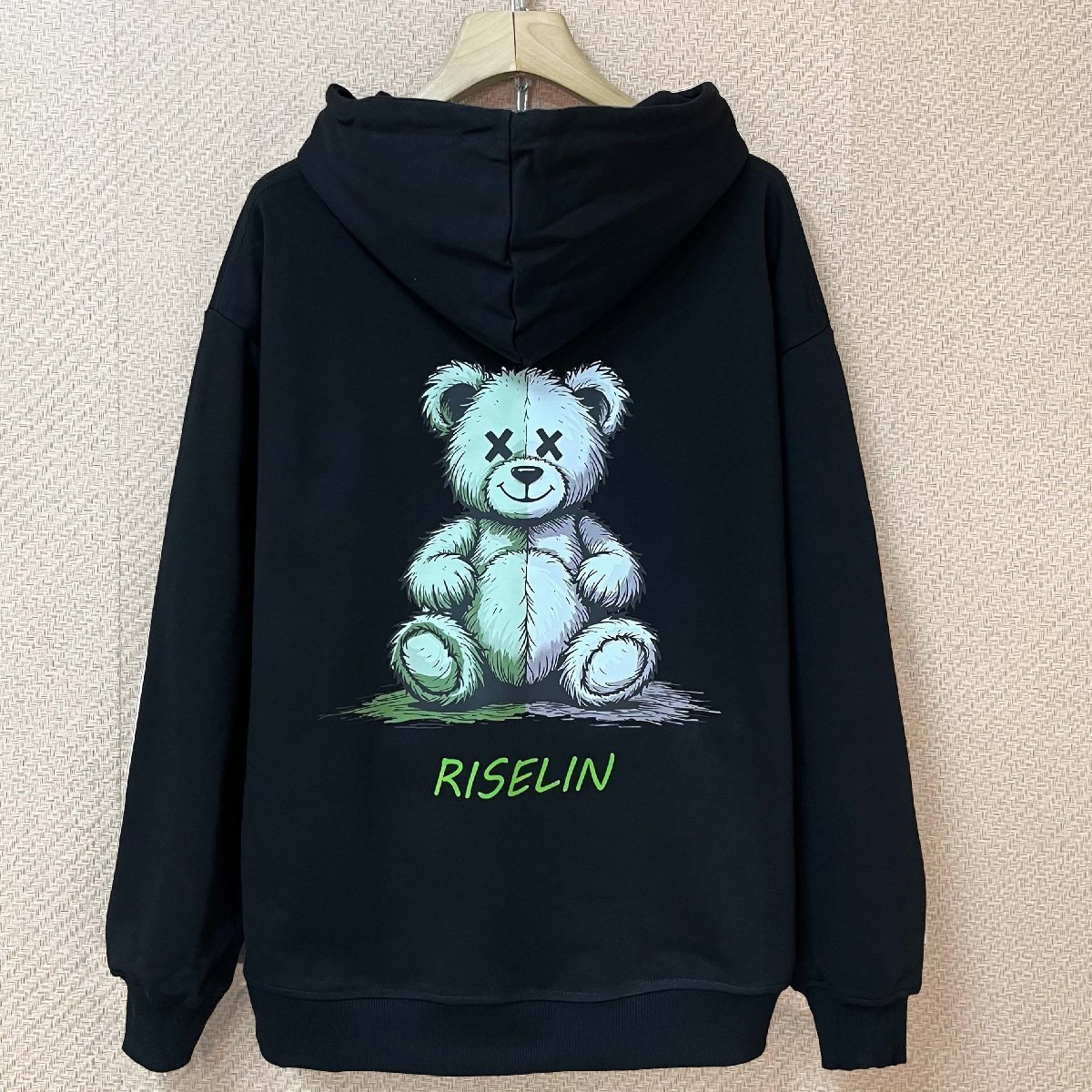 個性ヨーロッパ製※定価4万◆ブルガリア発※RISELIN パーカー コットン100％ ソフト 保温 クマ柄 ロゴ スウェット 長袖 カジュアル 2XL/52_画像1