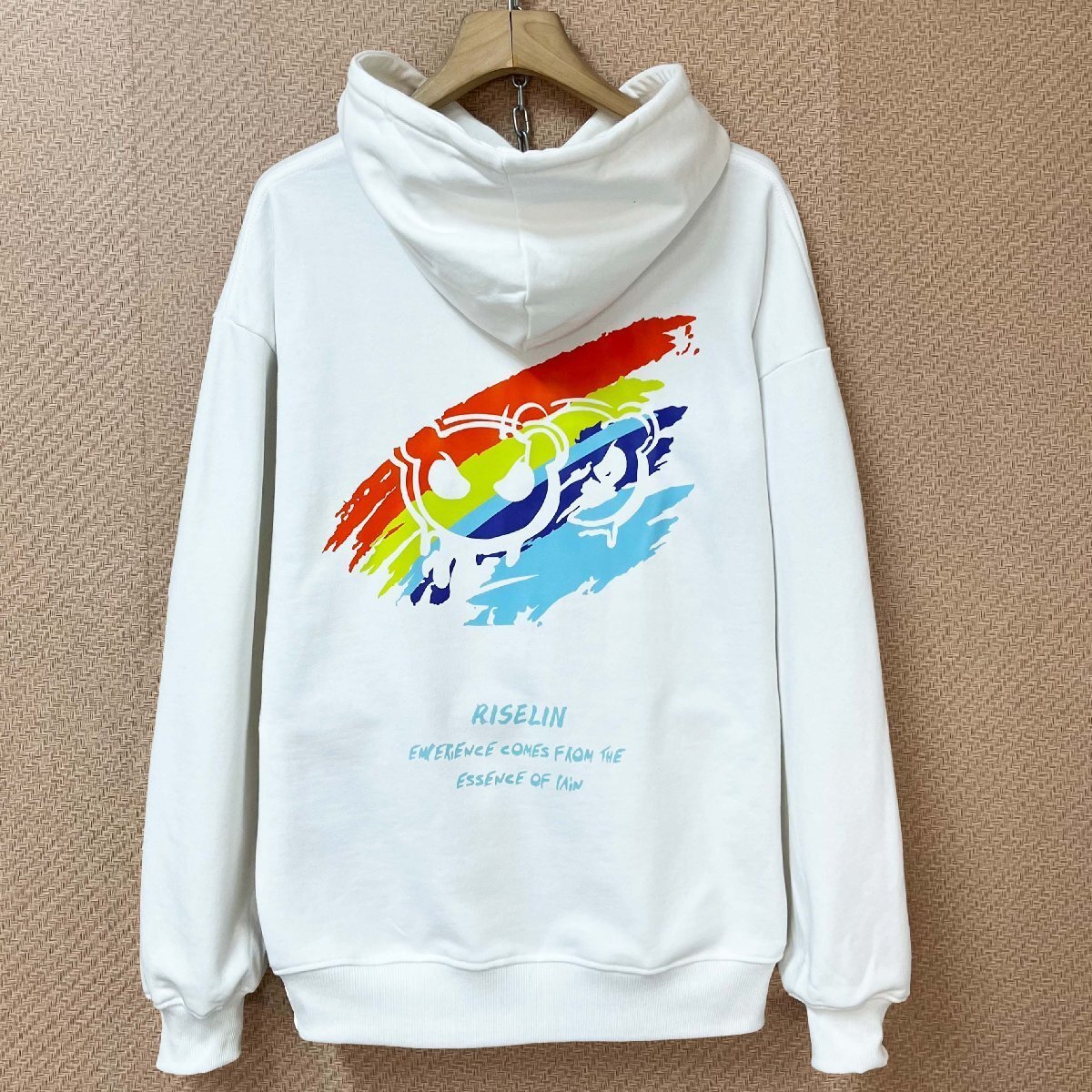絶賛ヨーロッパ製※定価4万◆ブルガリア発※RISELIN パーカー コットン100％ 柔らか ゆったり レインボー柄 カラフル スウェット XL/50_画像1