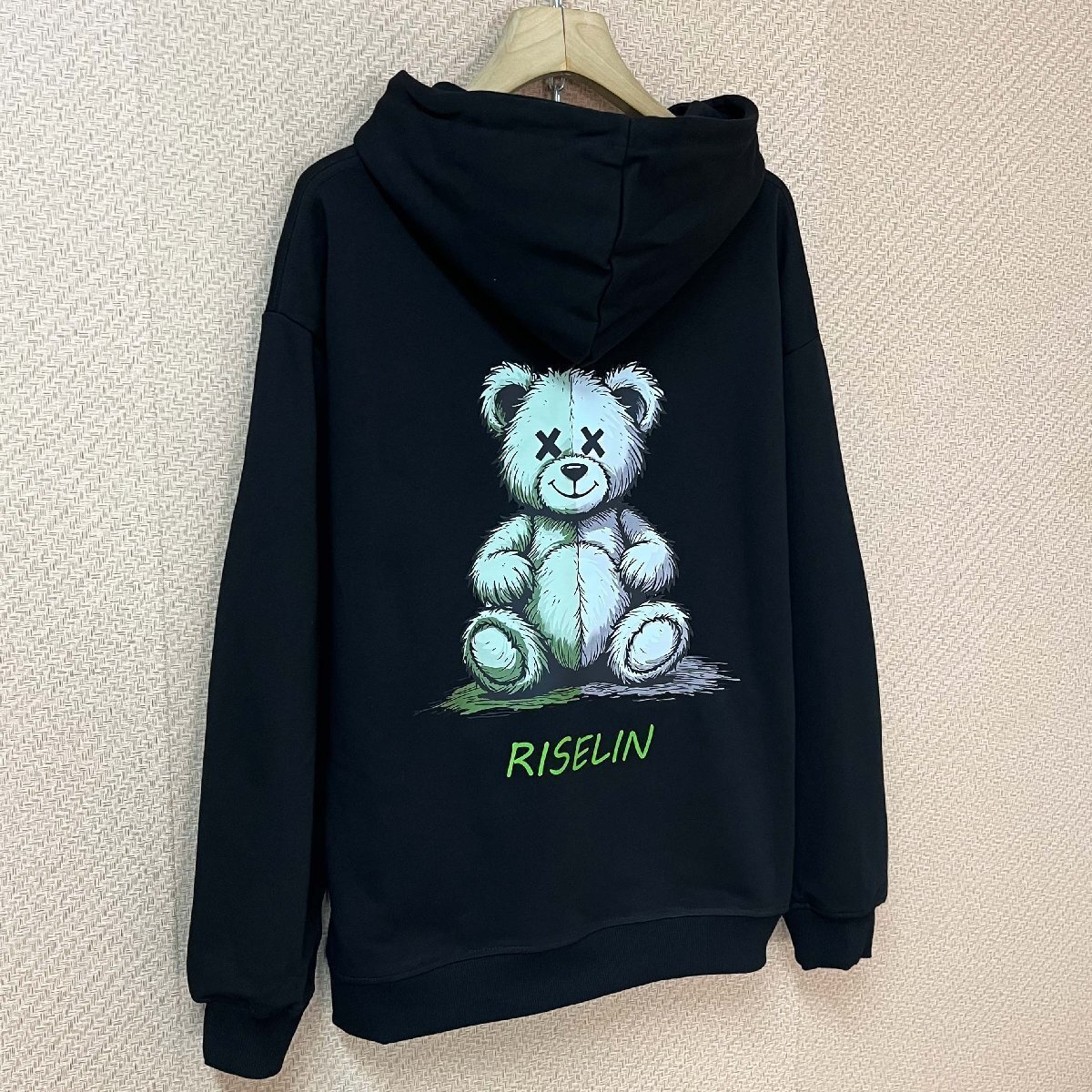 個性ヨーロッパ製※定価4万◆ブルガリア発※RISELIN パーカー コットン100％ ソフト 保温 クマ柄 ロゴ スウェット 長袖 カジュアル 2XL/52_画像9