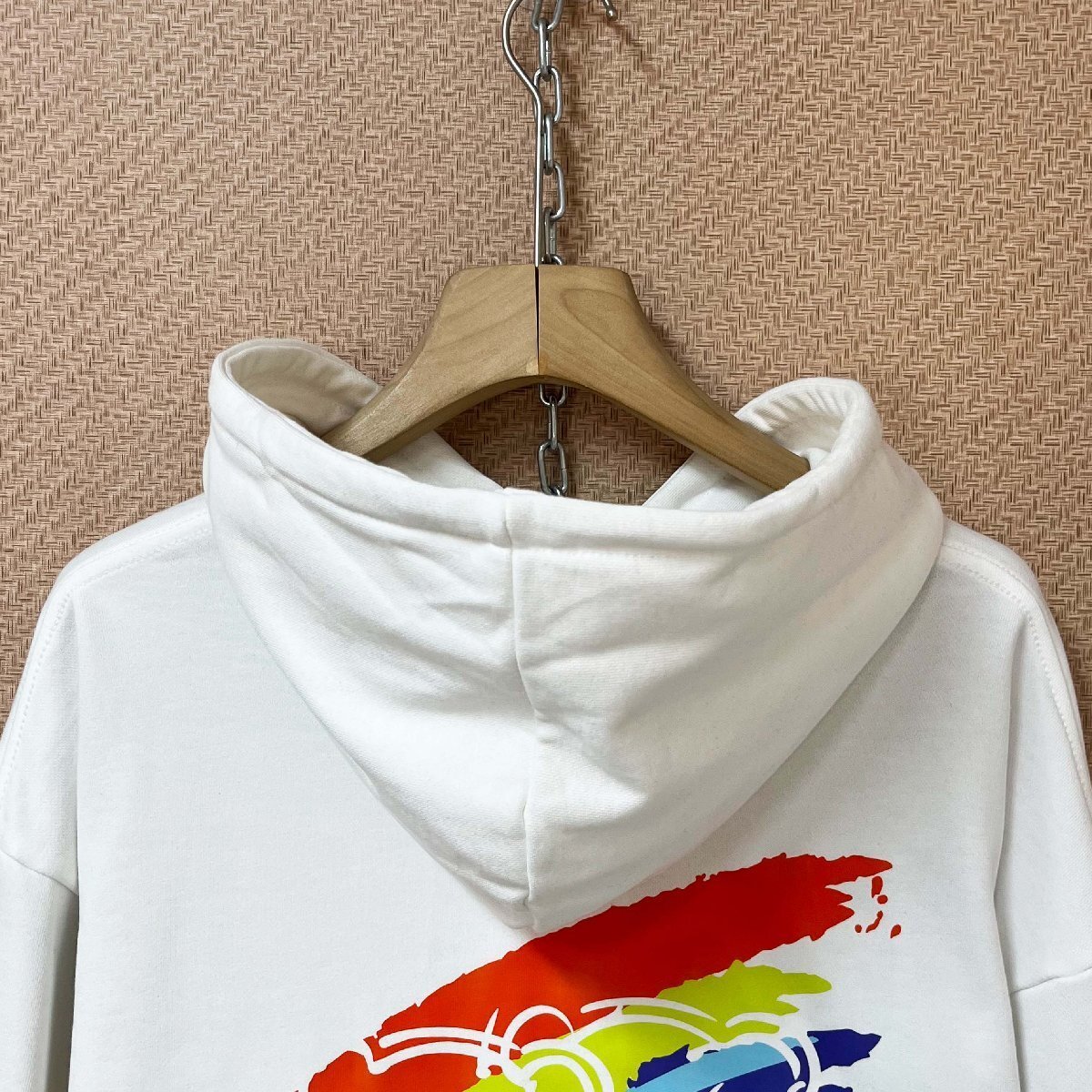 絶賛ヨーロッパ製※定価4万◆ブルガリア発※RISELIN パーカー コットン100％ 柔らか ゆったり レインボー柄 カラフル スウェット XL/50_画像4