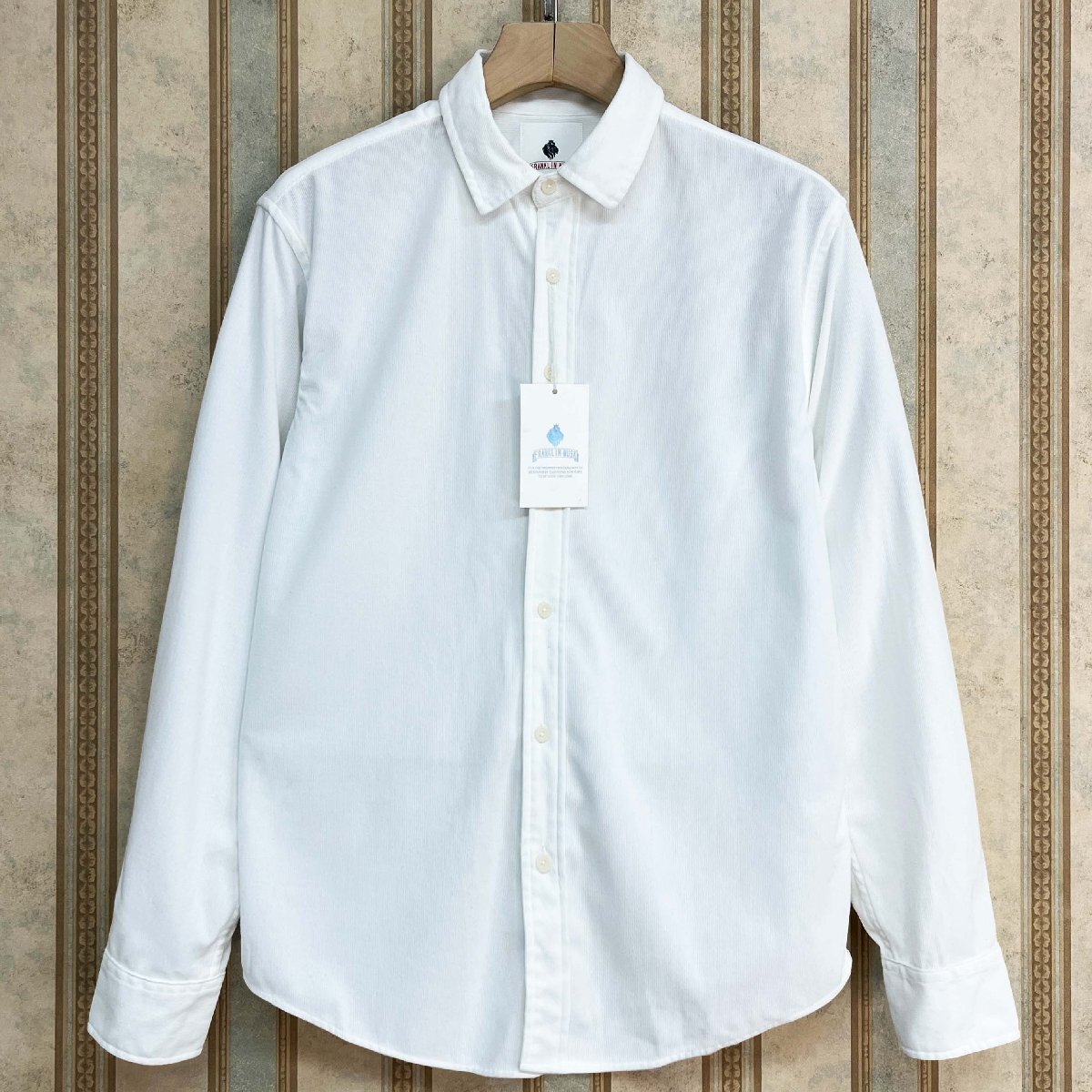 定番 定価4万 FRANKLIN MUSK・アメリカ・ニューヨーク発 長袖シャツ 上質 柔らか 薄手 折り襟 ゆったり トップス ビジネス 秋冬 サイズ4_画像1