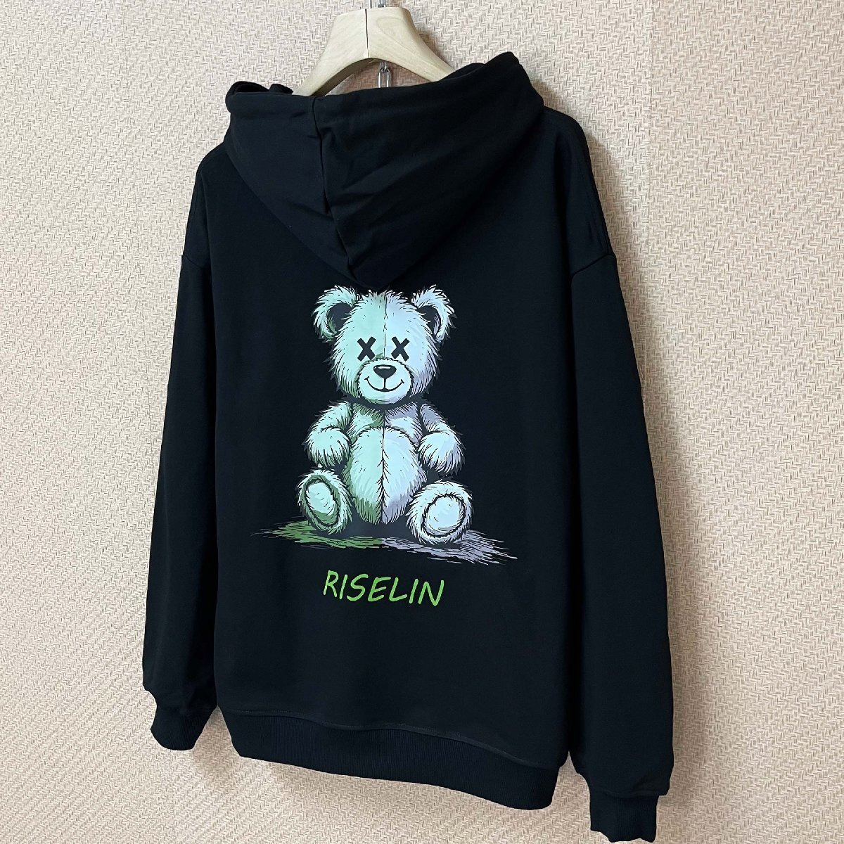 個性ヨーロッパ製※定価4万◆ブルガリア発※RISELIN パーカー コットン100％ ソフト 保温 クマ柄 ロゴ スウェット 長袖 カジュアル 2XL/52_画像8