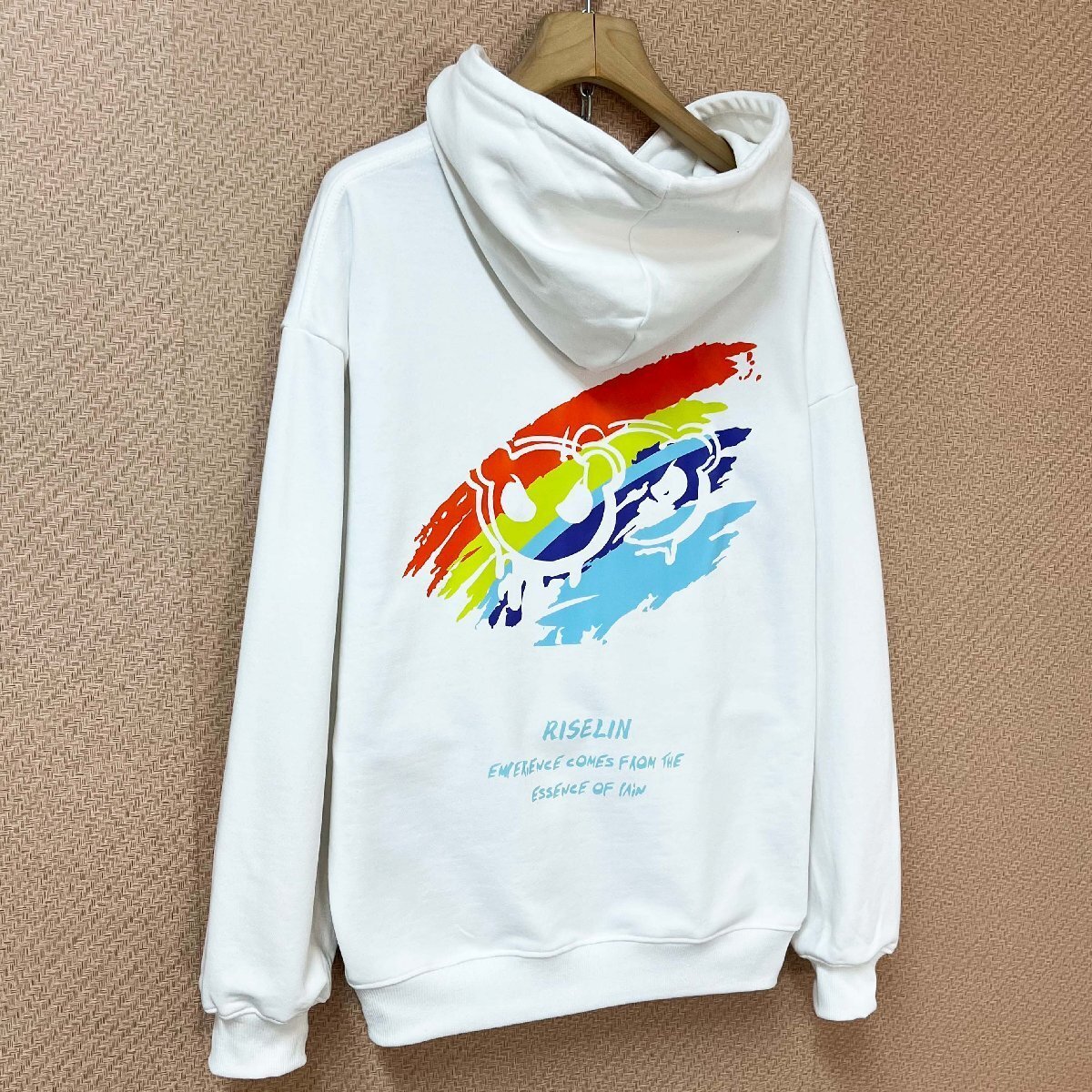 絶賛ヨーロッパ製※定価4万◆ブルガリア発※RISELIN パーカー コットン100％ 柔らか ゆったり レインボー柄 カラフル スウェット XL/50_画像8