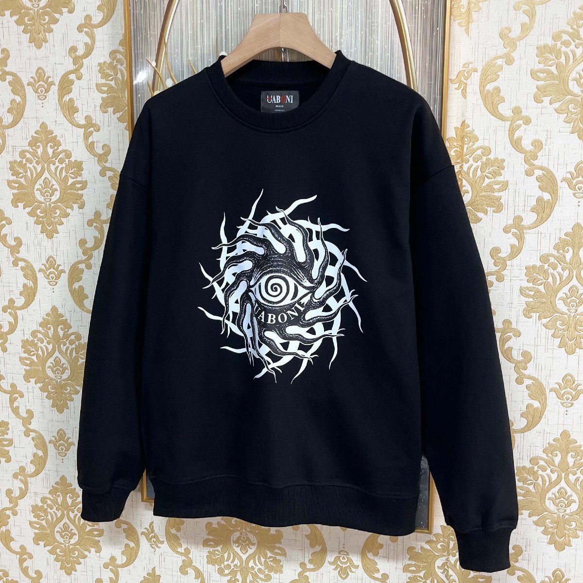 高級EU製＆定価4万◆UABONI*Paris*トレーナー*フランス*パリ発◆エジプト綿100％ 快適 柔らかい 個性 目柄 ゆったり カジュアル 街着 XL/50_画像9