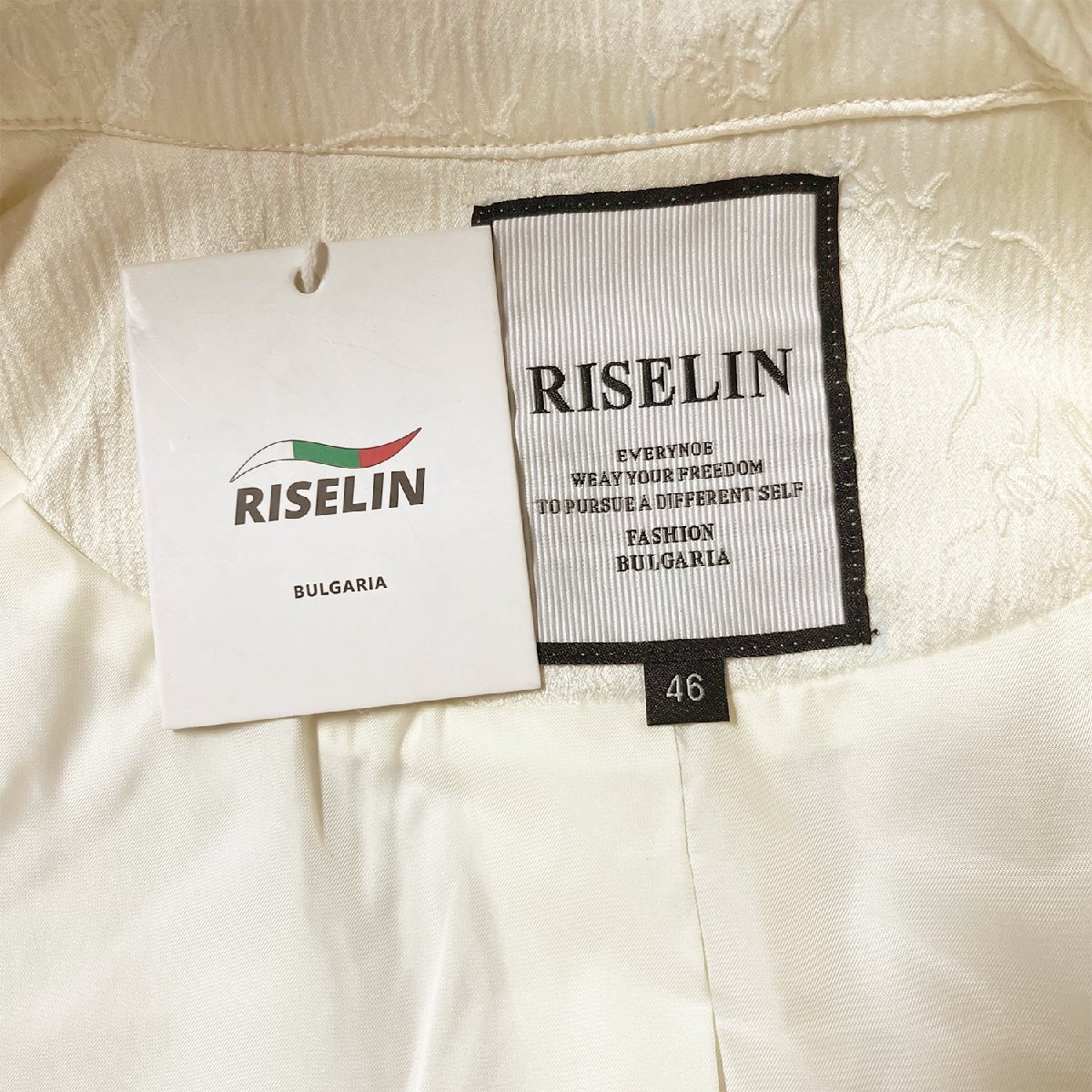 上品ヨーロッパ製※定価6万◆ブルガリア発※RISELIN ジャケット 滑らか 花柄 英字 ショート丈 アウター カジュアル レディース 秋冬 M/46_画像10