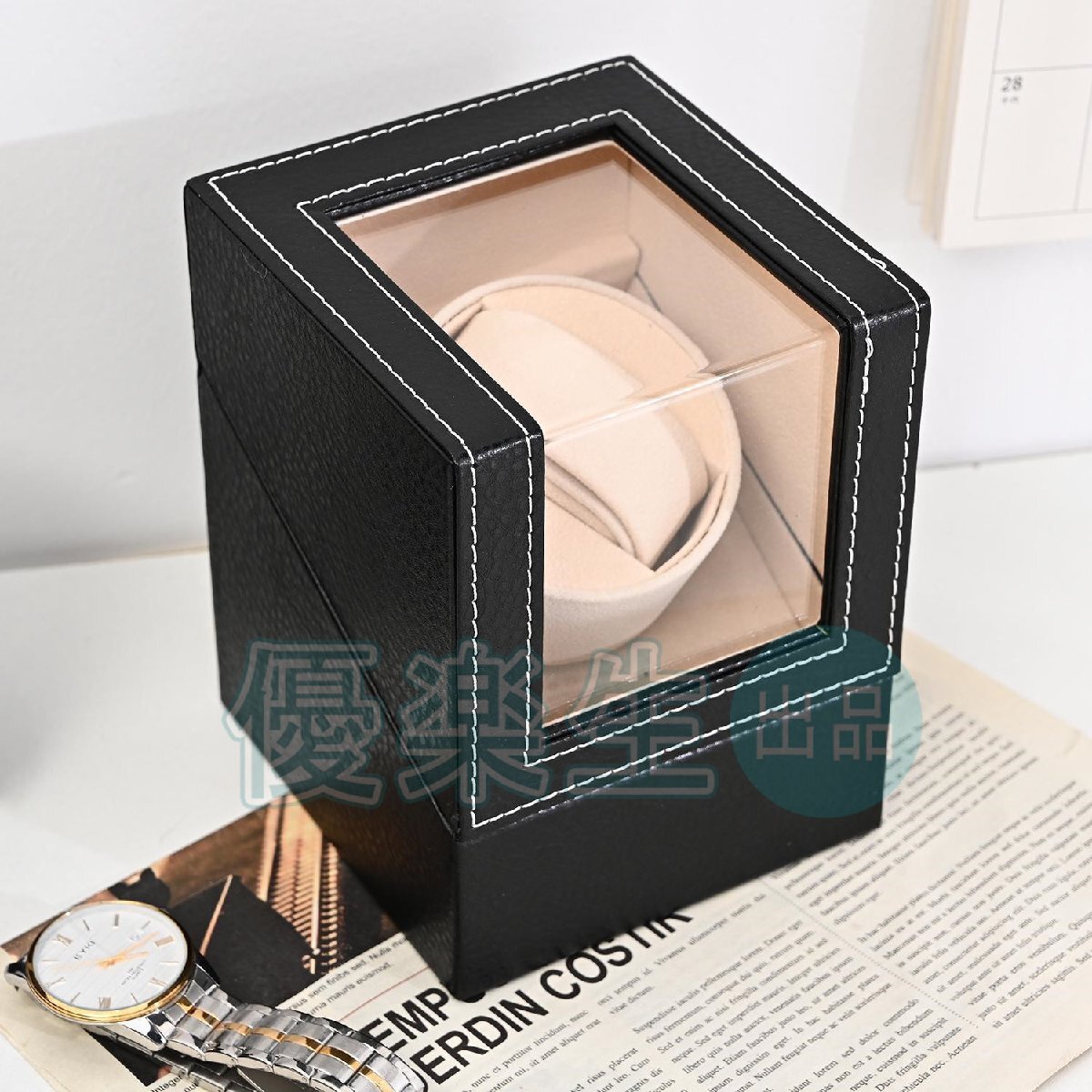 ウォッチワインダー ワインディングマシン 腕時計 マブチモーター 超静音設計 敬老の日 プレゼント クリスマス ブラック yhw115.1_画像1