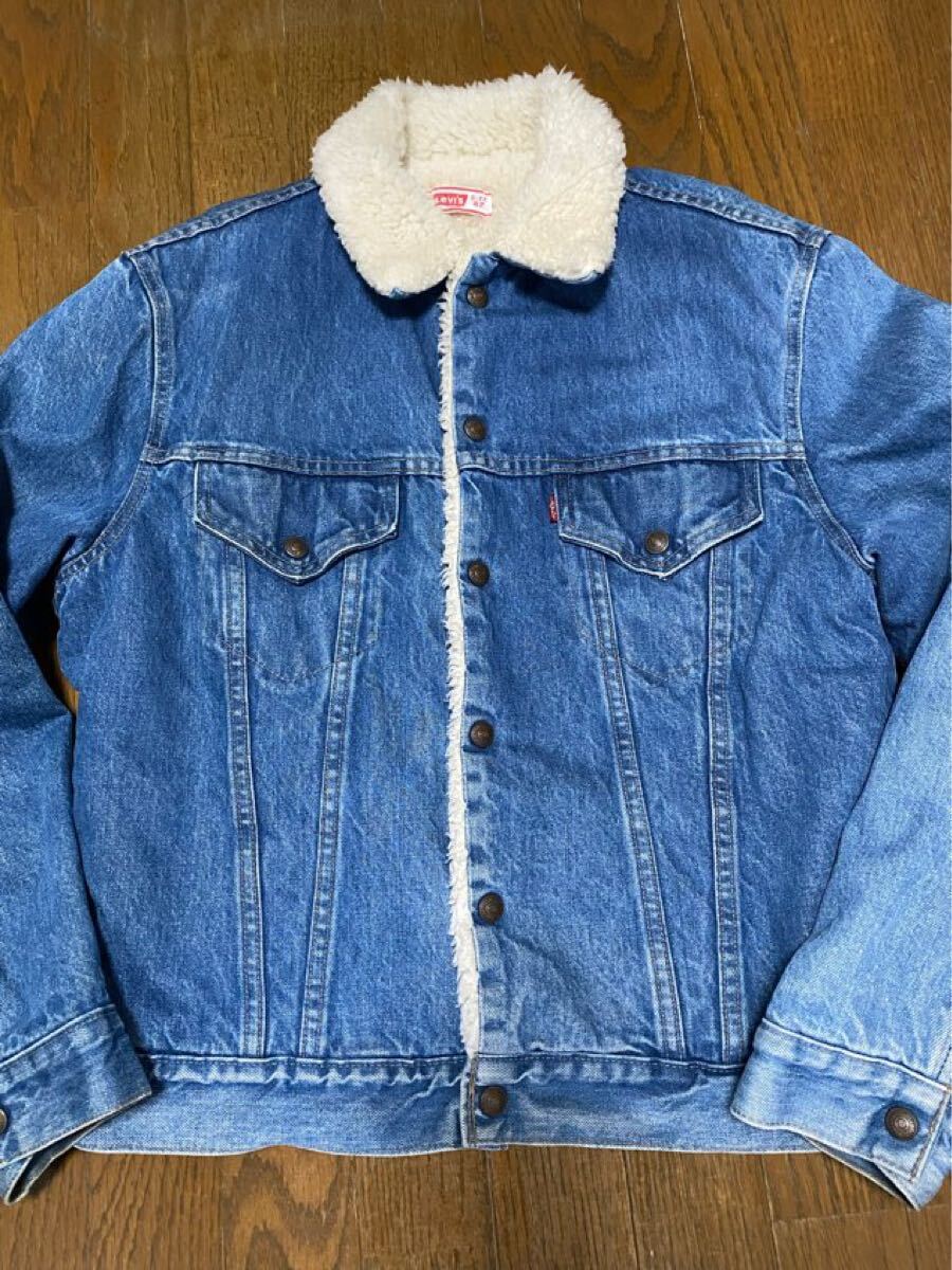 Levi's USA製70-80sビンテージ デニムトラッカージャケット70605裏ボアスナップボタン Gジャン ジージャン リーバイス サイズ42_画像1