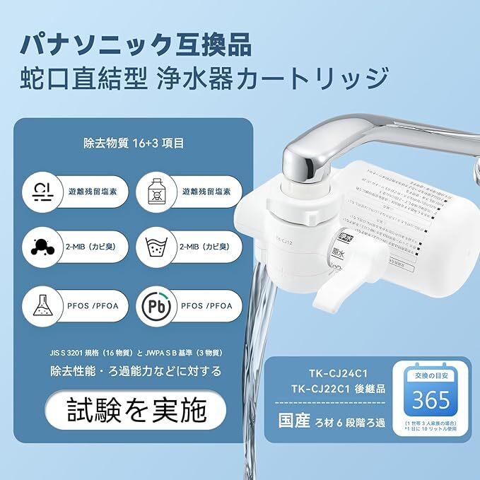 1325 TK-CJ24C1 Panasonic вентиль прямая связь type водяной фильтр сменный картридж 17+2 вещество удаление модель сменный TK-CJ23C1 TK-CJ23C2 PFOS/PFOA соответствует TK-CJ24
