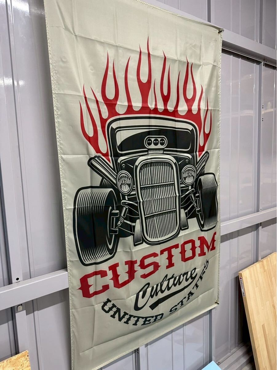送料無料 150x90cm 1271 特大 フラッグ ホットロッド ガレージ装飾 お部屋の装飾 バナー 旗 アメリカン アメ車 雑貨 看板 HOTROD レトロ_画像2