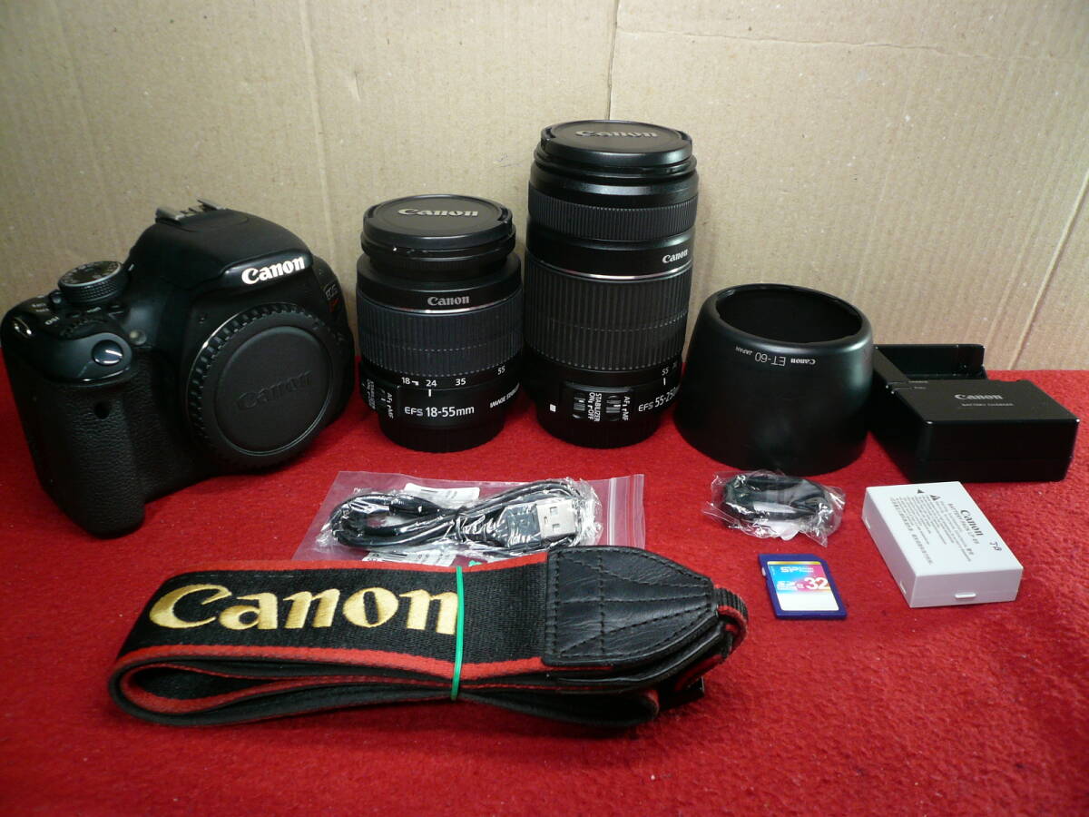 CANON EOS Kiss X5 ( примерно 1800 десять тысяч пикселей )+ двойной IS zoom (55mmISⅡ+250mmISⅡ). б/у товар (5498 Schott ) все, получен . сразу можно использовать 