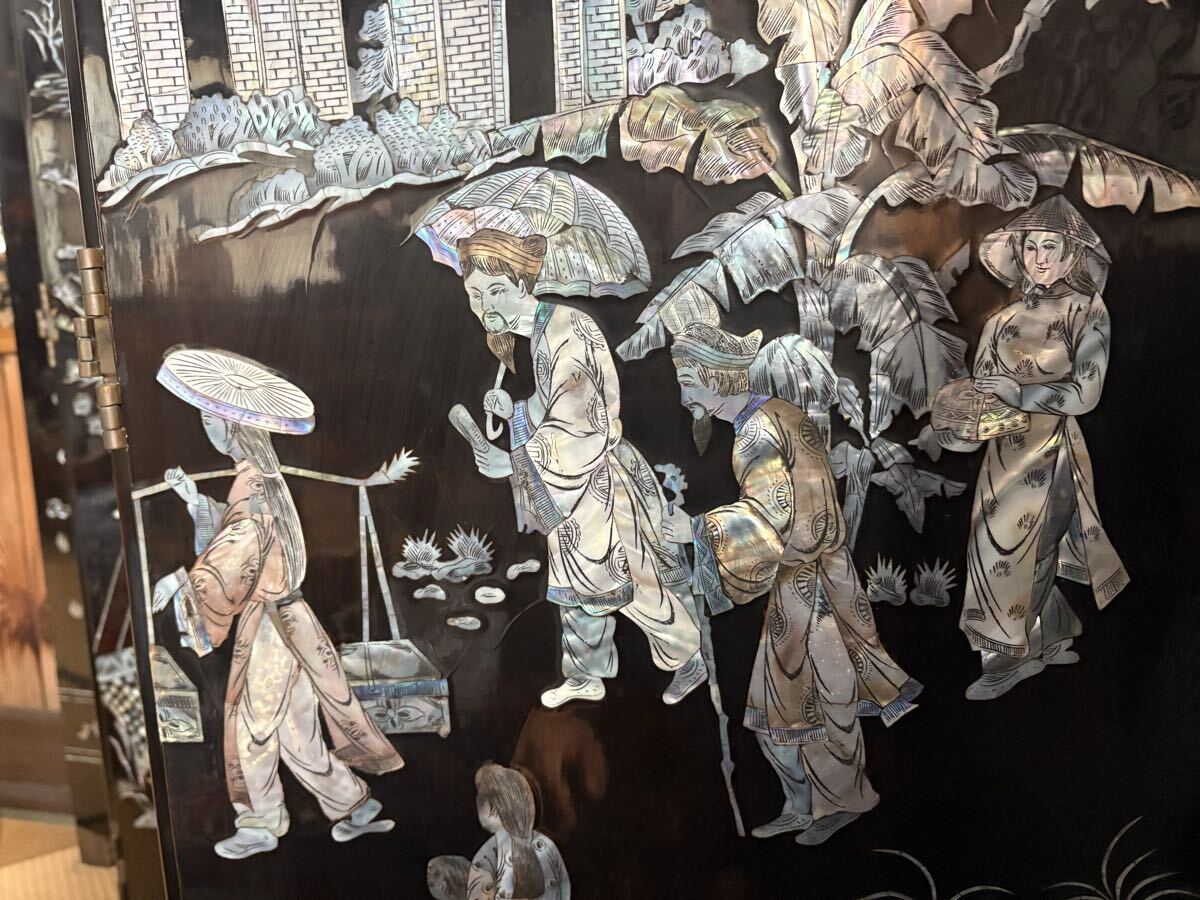 [20 год перед тем 30 десять тысяч . покупка * двусторонний ] разделительный экран ширма ширина 234 высота 159.5cm искусство антиквариат retro изобразительное искусство японский стиль старый дом в японском стиле China Корея Азия перегородка перламутр .( внутри 3