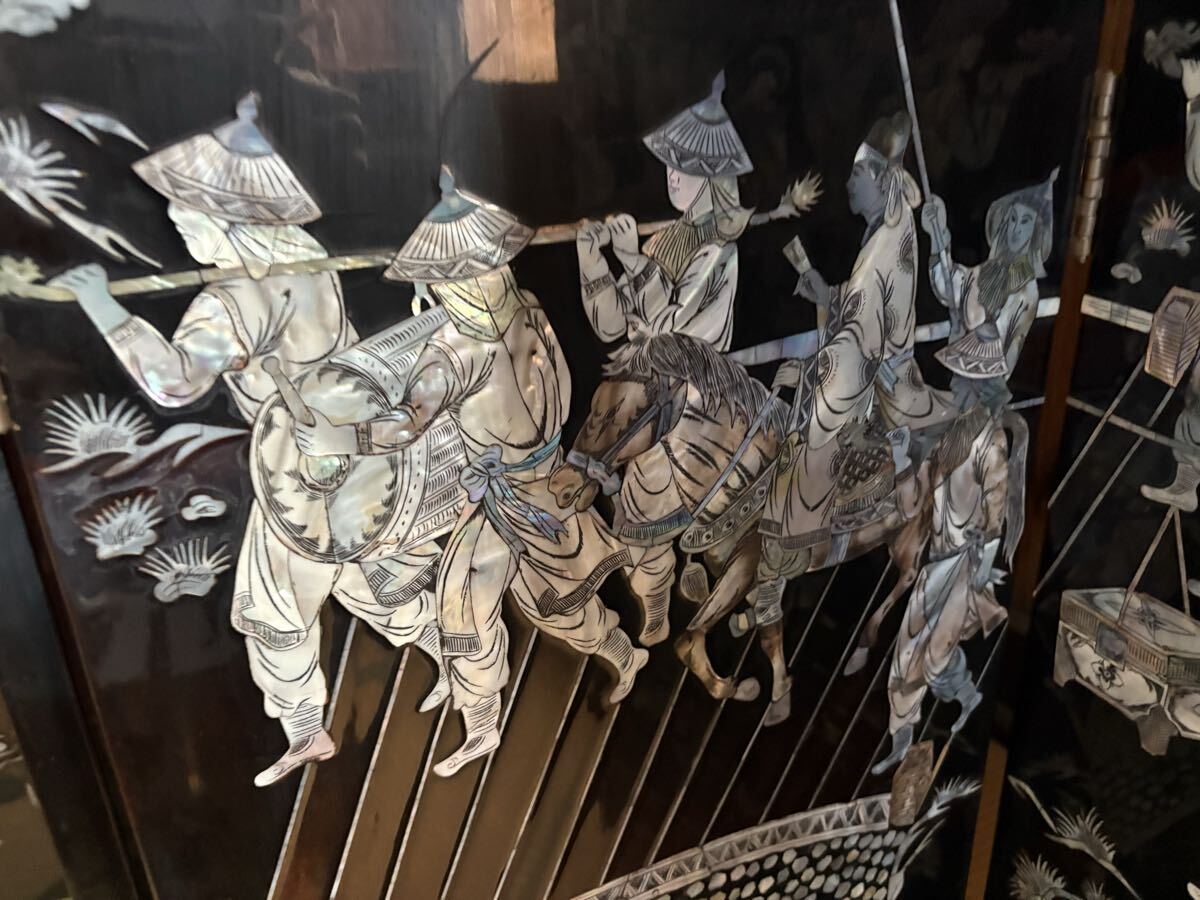 [20 год перед тем 30 десять тысяч . покупка * двусторонний ] разделительный экран ширма ширина 234 высота 159.5cm искусство антиквариат retro изобразительное искусство японский стиль старый дом в японском стиле China Корея Азия перегородка перламутр .( внутри 3