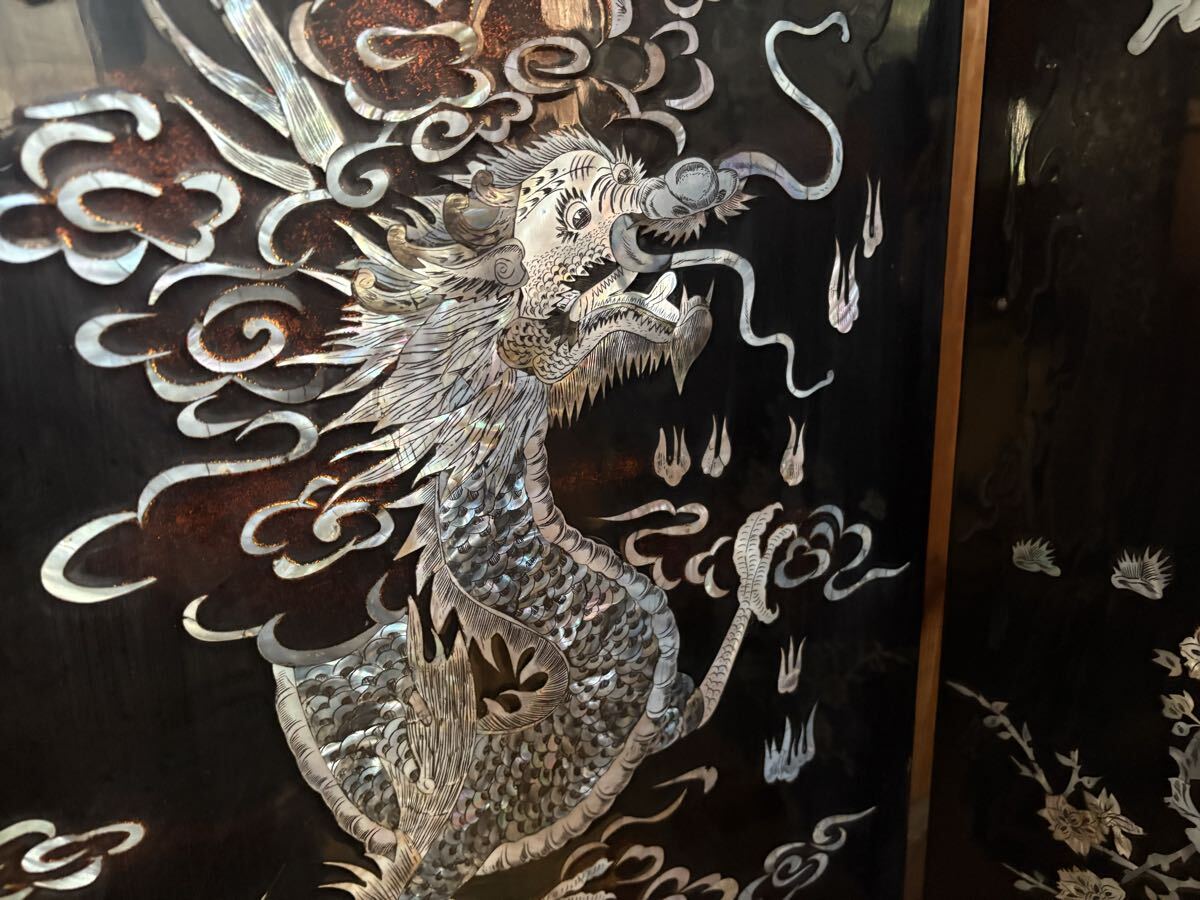 [20 год перед тем 30 десять тысяч . покупка * двусторонний ] разделительный экран ширма ширина 234 высота 159.5cm искусство антиквариат retro изобразительное искусство японский стиль старый дом в японском стиле China Корея Азия перегородка перламутр .( внутри 3