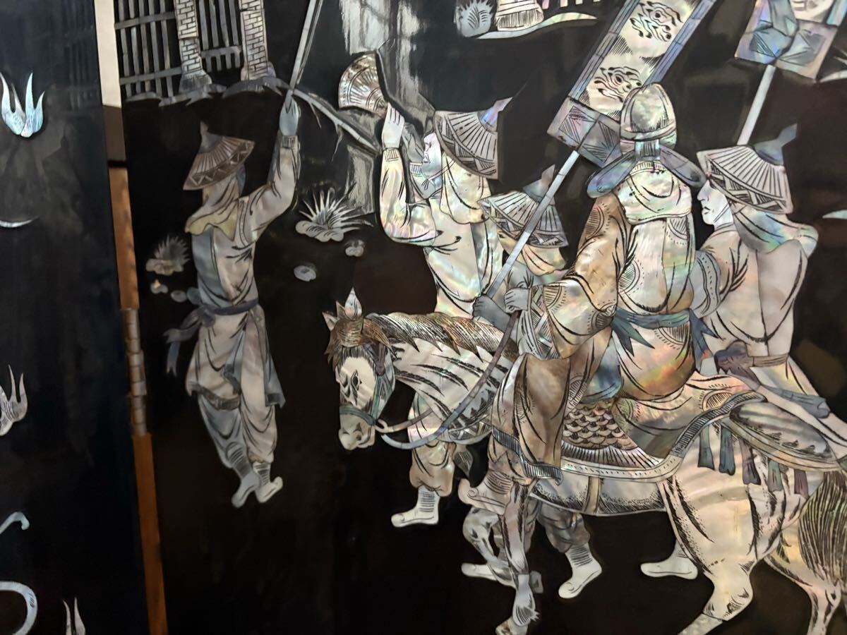 [20 год перед тем 30 десять тысяч . покупка * двусторонний ] разделительный экран ширма ширина 234 высота 159.5cm искусство антиквариат retro изобразительное искусство японский стиль старый дом в японском стиле China Корея Азия перегородка перламутр .( внутри 3