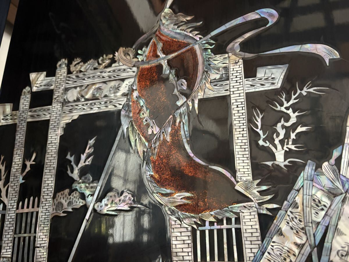 [20 год перед тем 30 десять тысяч . покупка * двусторонний ] разделительный экран ширма ширина 234 высота 159.5cm искусство антиквариат retro изобразительное искусство японский стиль старый дом в японском стиле China Корея Азия перегородка перламутр .( внутри 3