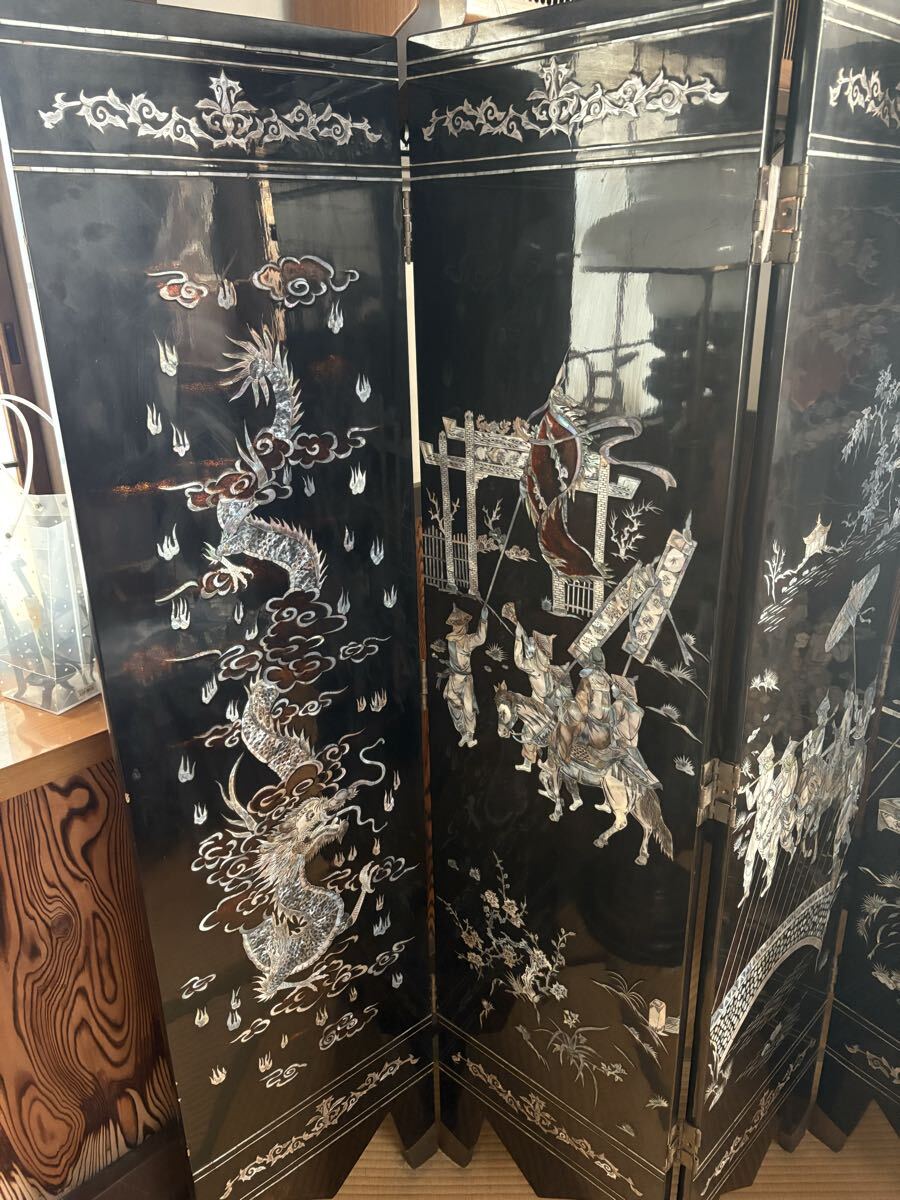 [20 год перед тем 30 десять тысяч . покупка * двусторонний ] разделительный экран ширма ширина 234 высота 159.5cm искусство антиквариат retro изобразительное искусство японский стиль старый дом в японском стиле China Корея Азия перегородка перламутр .( внутри 3
