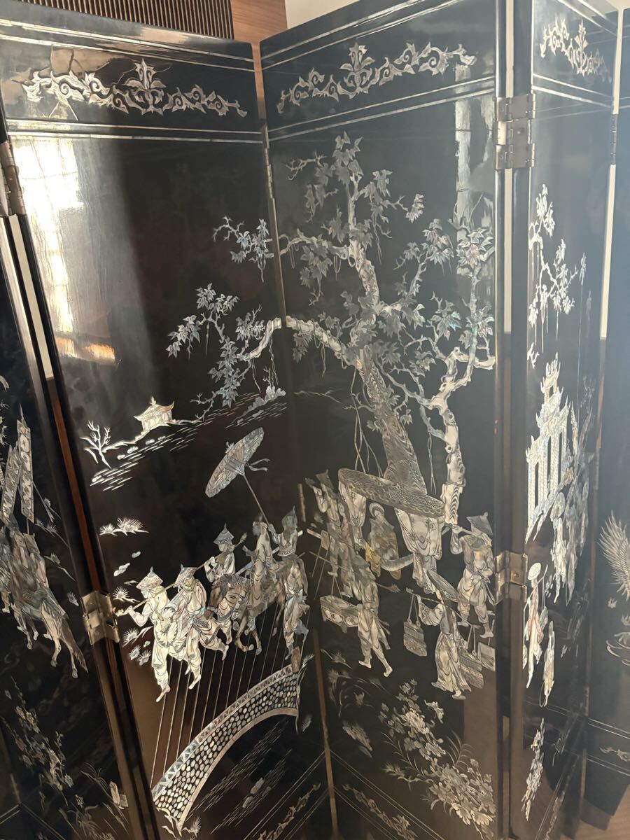 [20 год перед тем 30 десять тысяч . покупка * двусторонний ] разделительный экран ширма ширина 234 высота 159.5cm искусство антиквариат retro изобразительное искусство японский стиль старый дом в японском стиле China Корея Азия перегородка перламутр .( внутри 3