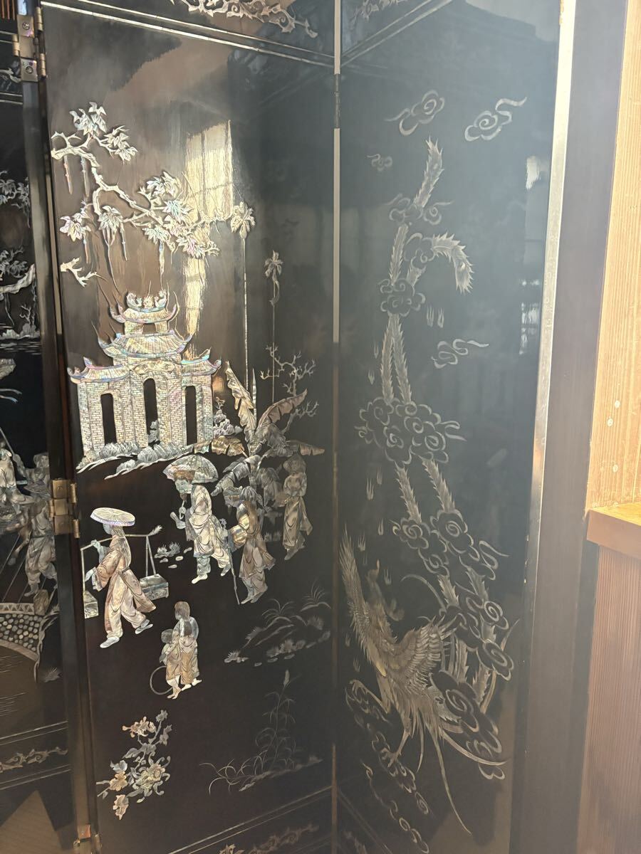 [20 год перед тем 30 десять тысяч . покупка * двусторонний ] разделительный экран ширма ширина 234 высота 159.5cm искусство антиквариат retro изобразительное искусство японский стиль старый дом в японском стиле China Корея Азия перегородка перламутр .( внутри 3