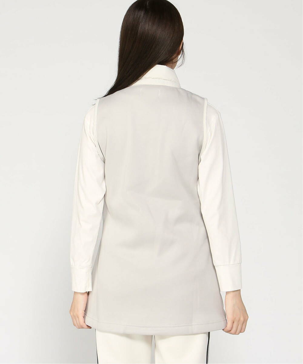 【Lサイズ】新品 マリクレールスポール ゴルフ 素材切替スタンドネック中綿ロングベスト チュニック丈 白 レディース ゴルフウェア_画像3