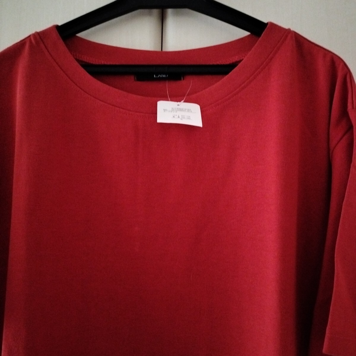 新品タグ付き【4L】 大きいサイズ SMILE LAND スマイルランド ニッセン 半袖カットソー チュニック　レディース　ミセス　重ね着にも　赤_画像2