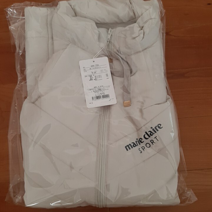 【Lサイズ】新品 マリクレールスポール ゴルフ 素材切替スタンドネック中綿ロングベスト チュニック丈 白 レディース ゴルフウェア_画像7