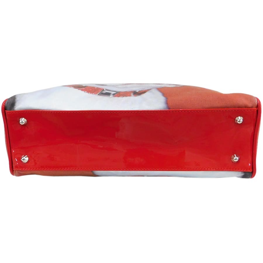 アニヤハインドマーチ ハンドバッグ キャンバス×エナメル レッド系 犬モチーフ 手提げ ANYA HINDMARCH_画像5