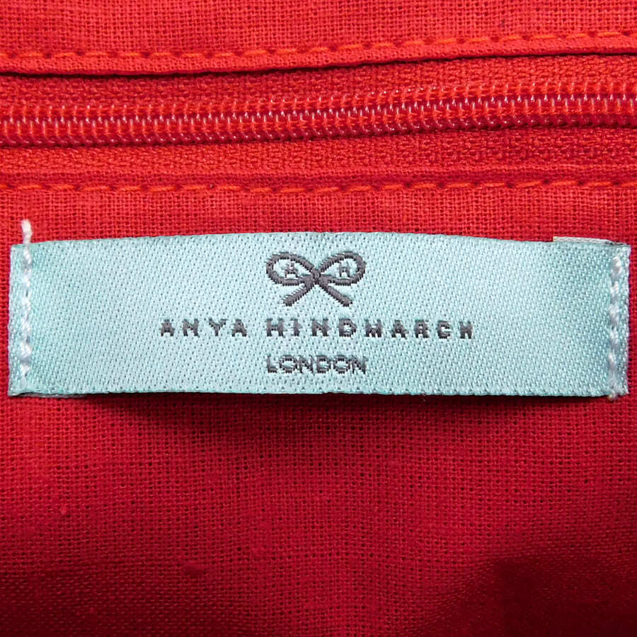 アニヤハインドマーチ ハンドバッグ キャンバス×エナメル レッド系 犬モチーフ 手提げ ANYA HINDMARCH_画像8