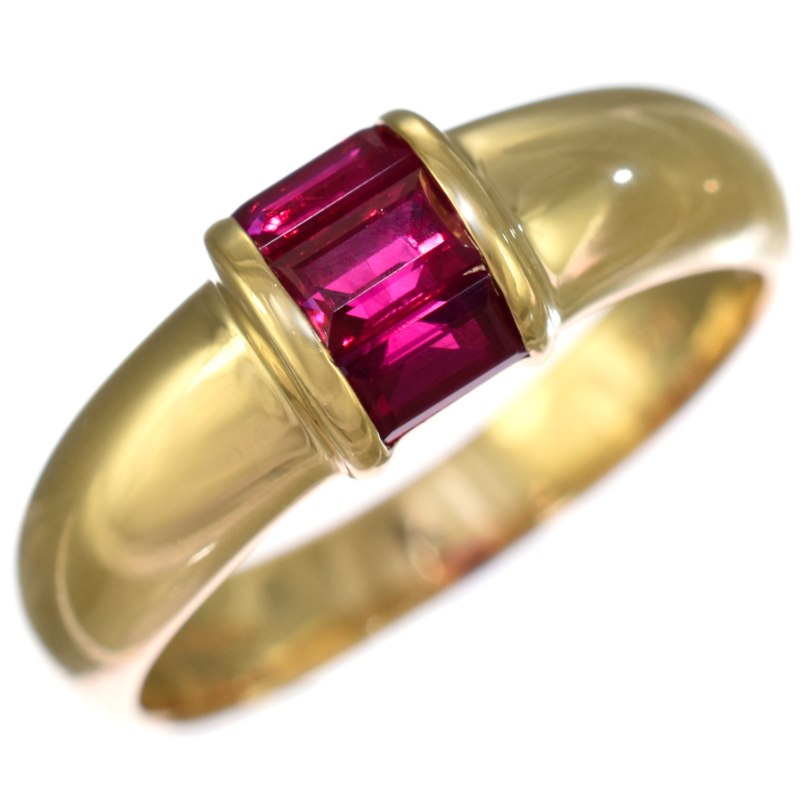 新品同様 ティファニー 12号 スタッキング バンド リング 指輪 K18イエローゴールド ルビー TIFFANY&CO._画像1