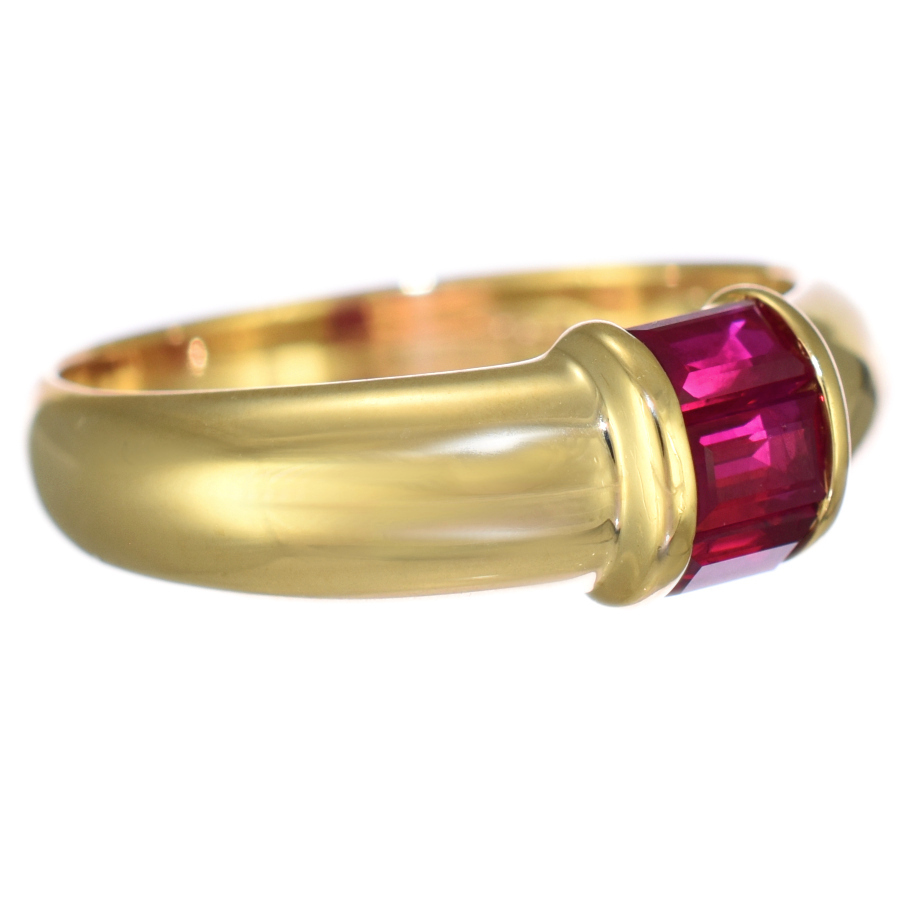 新品同様 ティファニー 12号 スタッキング バンド リング 指輪 K18イエローゴールド ルビー TIFFANY&CO._画像2