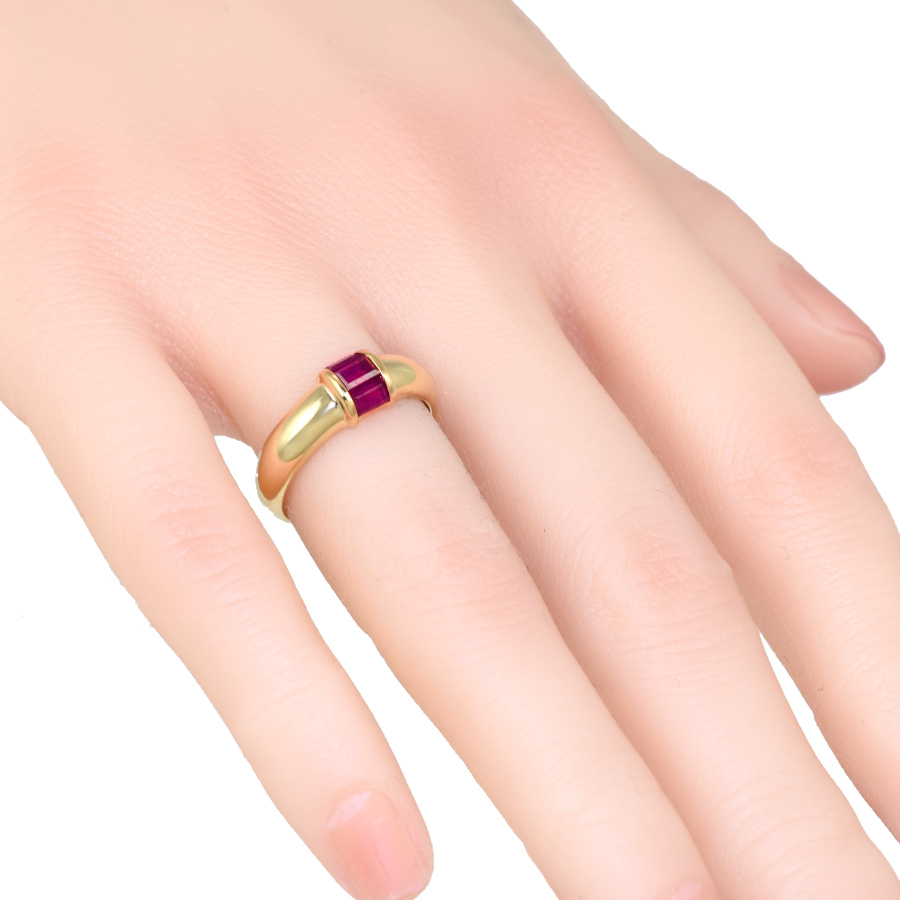 新品同様 ティファニー 12号 スタッキング バンド リング 指輪 K18イエローゴールド ルビー TIFFANY&CO._画像5