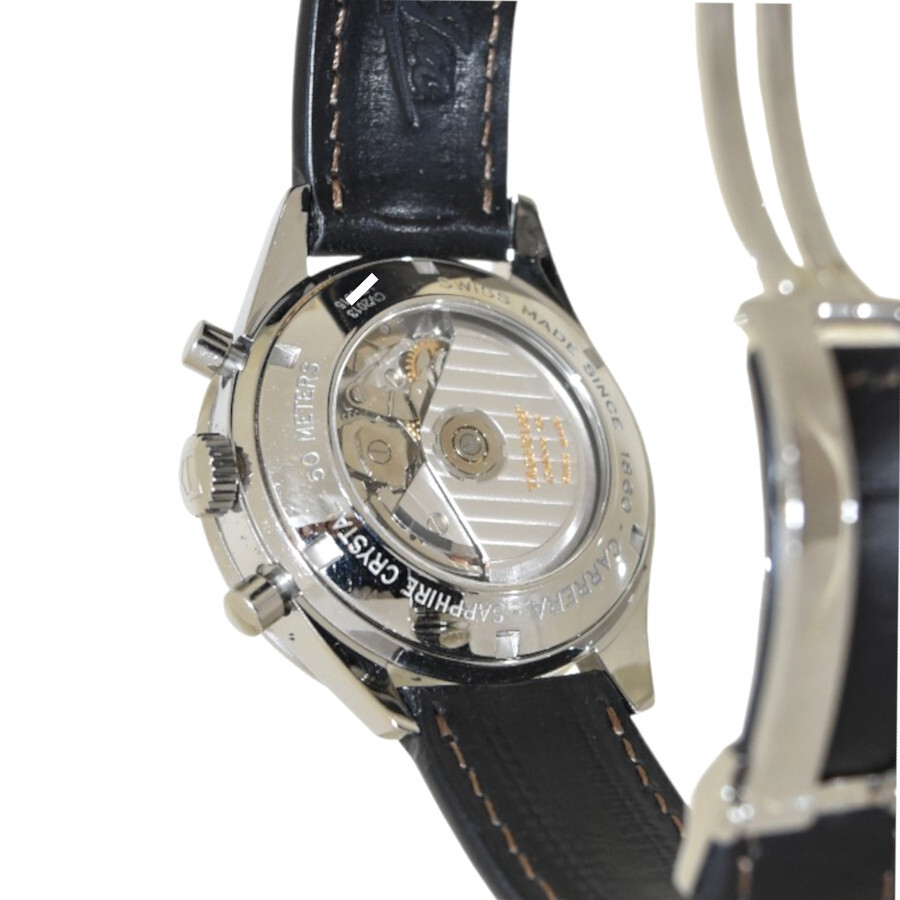 タグホイヤー 腕時計 ニューカレラ クロノグラフ 自動巻き レザーベルト CV2013.FC6206 メンズ ブラック文字盤 TAG HEUER_画像6