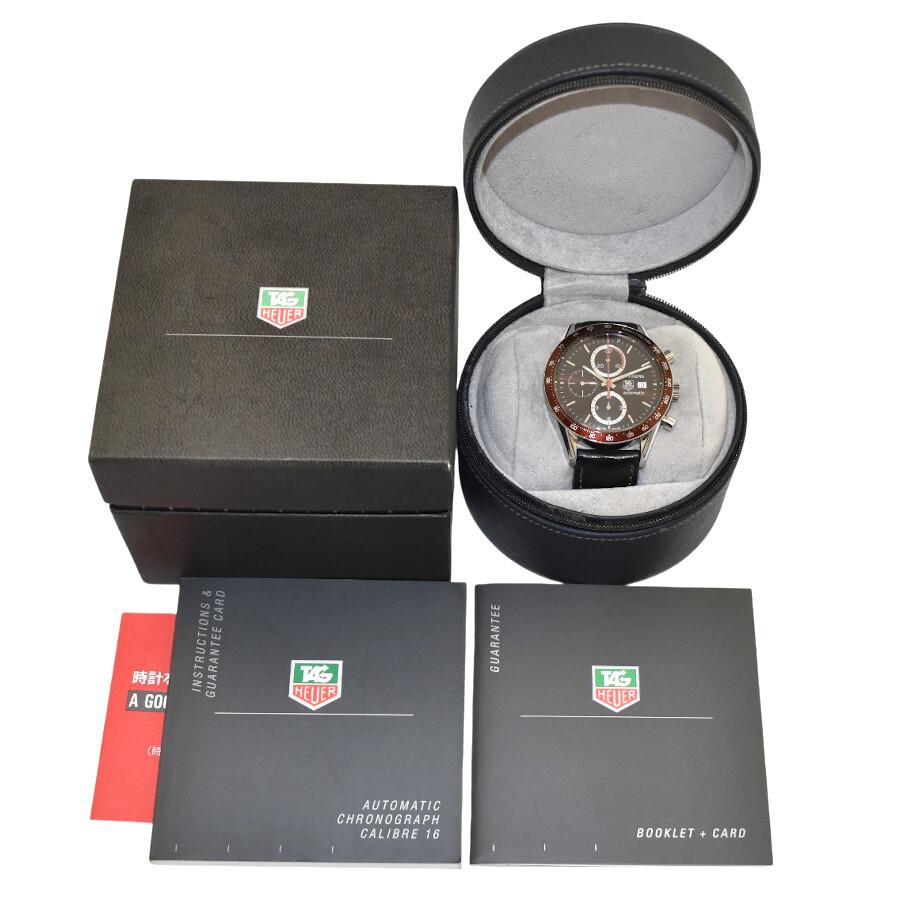 タグホイヤー 腕時計 ニューカレラ クロノグラフ 自動巻き レザーベルト CV2013.FC6206 メンズ ブラック文字盤 TAG HEUER_画像7