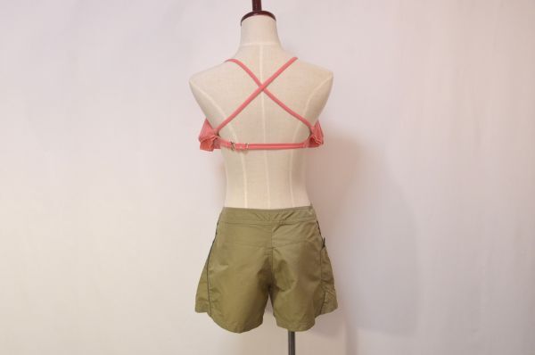 【クリーニング済み！】 水着 ビキニ チューブトップ ピンク ペイズリー カーキー 上下7S 短パンL ３点セット_画像2