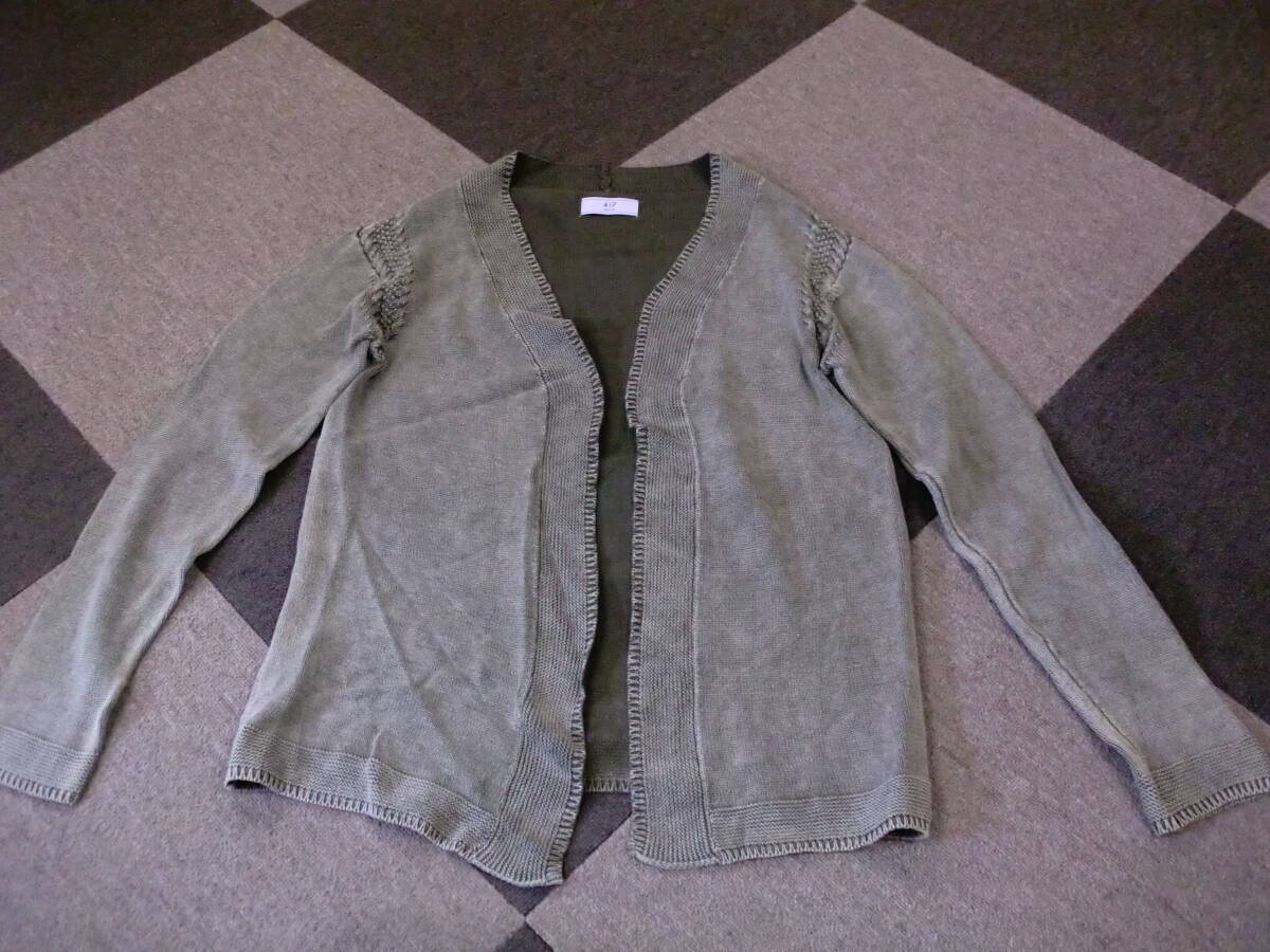 EDIFICE 417 コットンニット カーディガン M 緑 グリーン エディフィス 17-080-312-7300-3-0 セーター_画像1