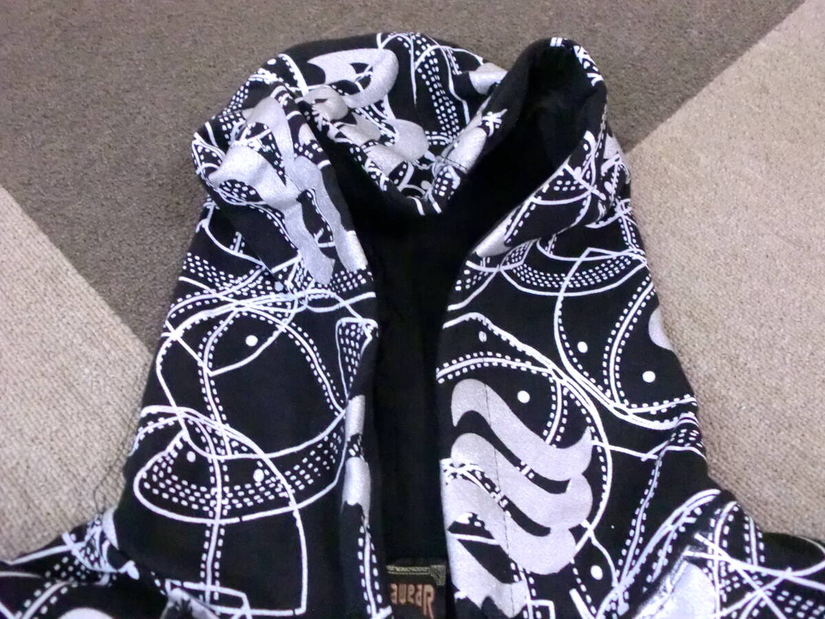 90s00s Rocawear 総柄 パーカ XL 黒 シルバー ロカウェア ジップアップ ヴィンテージ オールド フーディー ストリート JAY-Z ヒップホップ_画像4