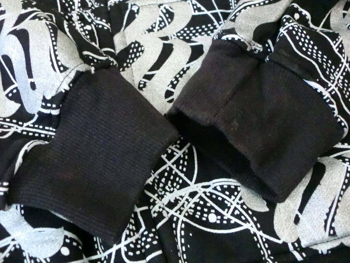 90s00s Rocawear 総柄 パーカ XL 黒 シルバー ロカウェア ジップアップ ヴィンテージ オールド フーディー ストリート JAY-Z ヒップホップ_画像9