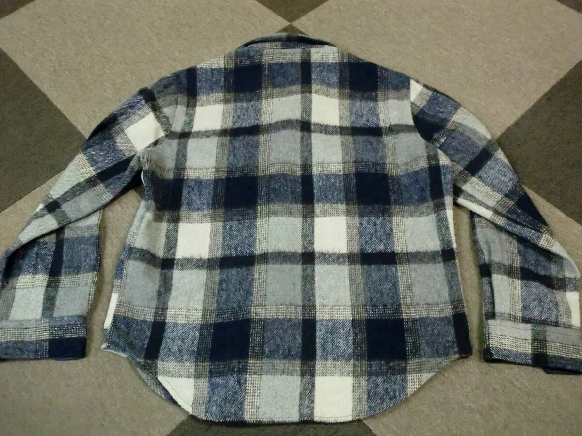 80s JCPenny CPOシャツ M ネルシャツ ヴィンテージ チェック アメカジ ペニーズ ストアブランド シャツ 錨ボタン 紺グレー白_画像2